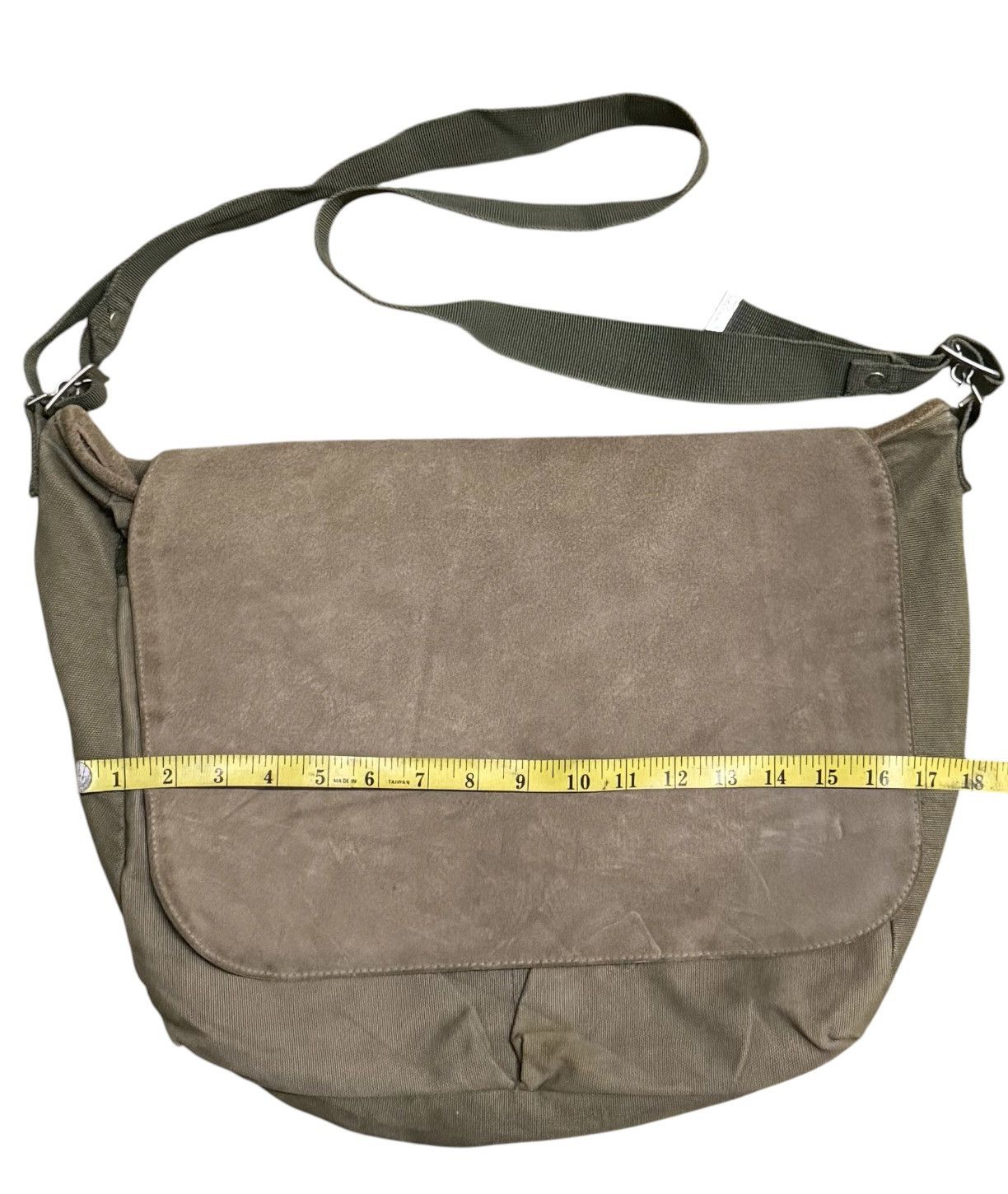 Japanese Brand GAP Olive Green Canvas Leather Messenger Bag Size ONE SIZE - 5 Thumbnail