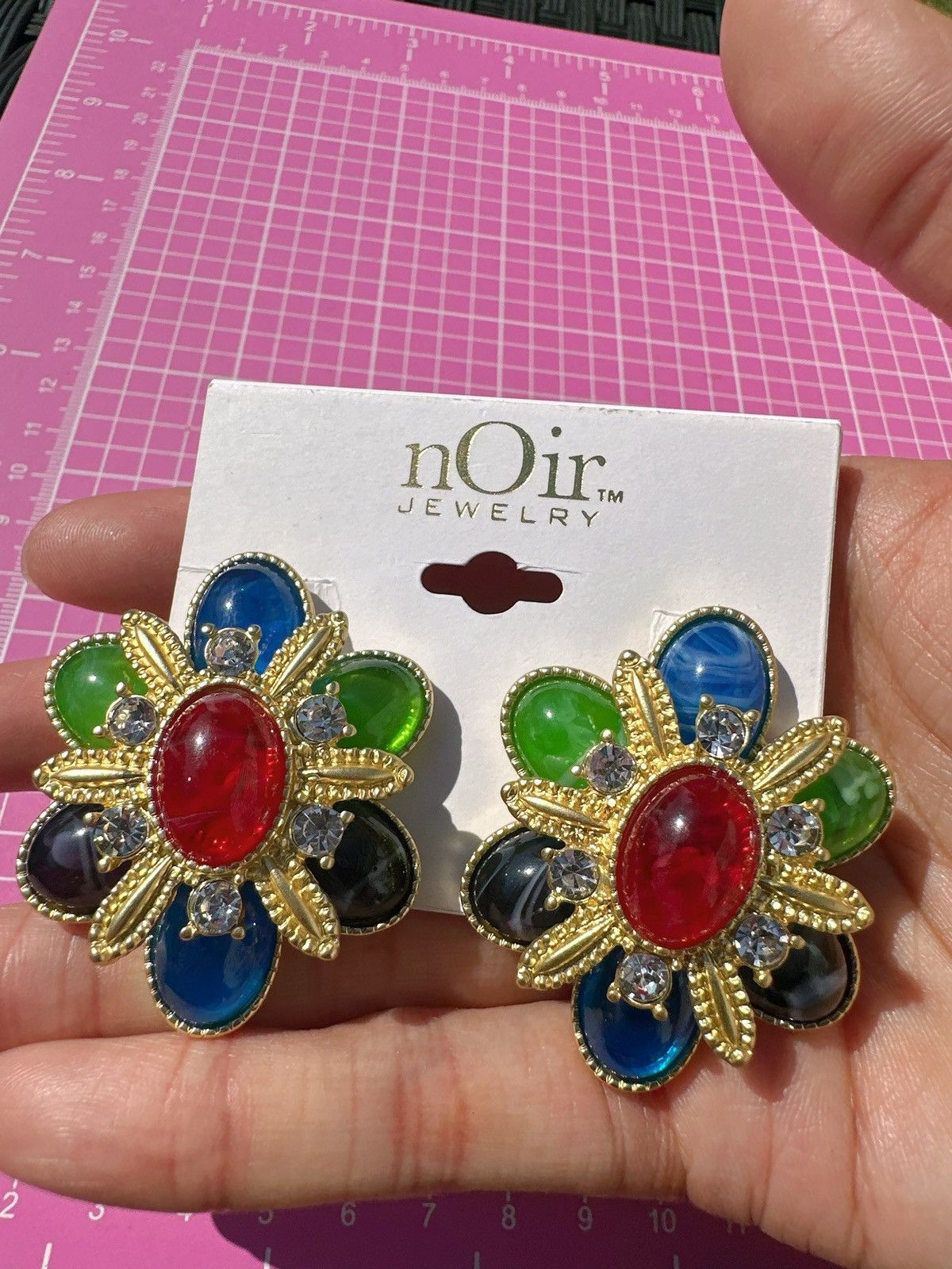 Designer Noir gold tone Multicolor beads Statement Earrings diamond Size ONE SIZE - 5 Thumbnail
