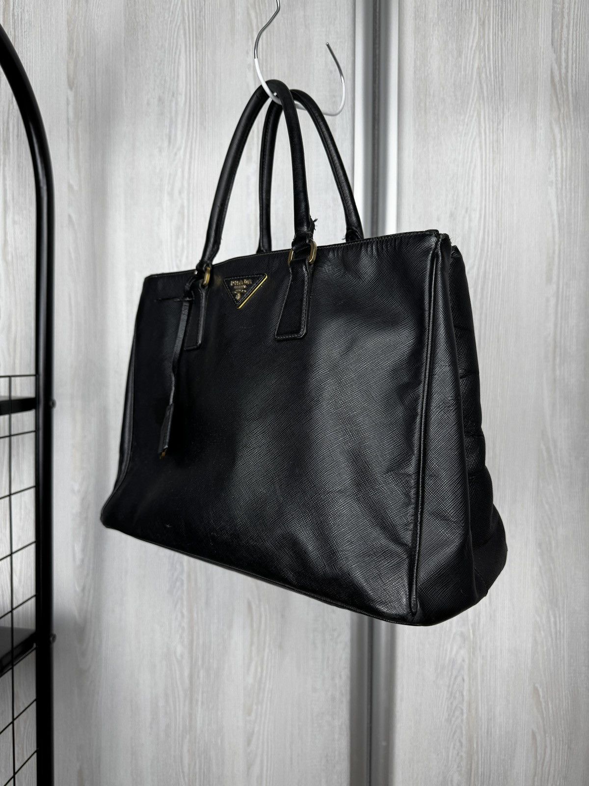 Prada Prada Black Saffiano Lux Leather Large Gardener's Tote Bag Size ONE SIZE - 3 Thumbnail