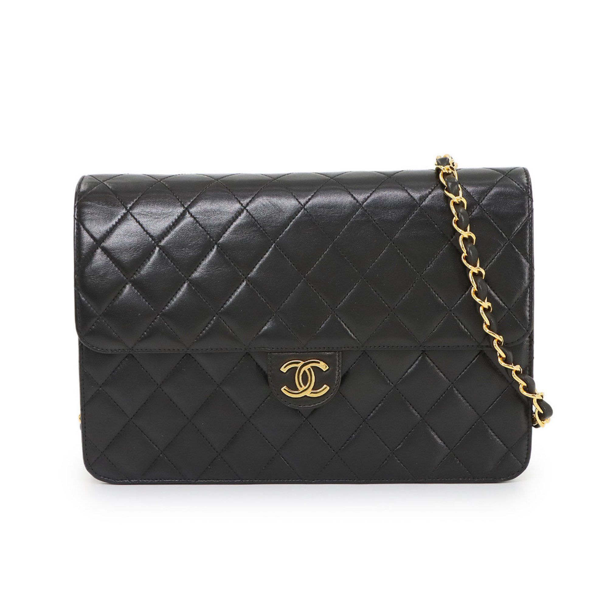 Chanel Matelasse Chain Shoulder Bag Leather Black A03570 Gold Hardware, Women's