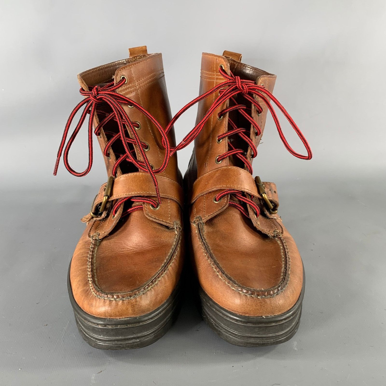Ralph Lauren RALPH LAUREN Size 13 Brown Red Leather Boots Size US 13 / EU 46 - 4 Thumbnail