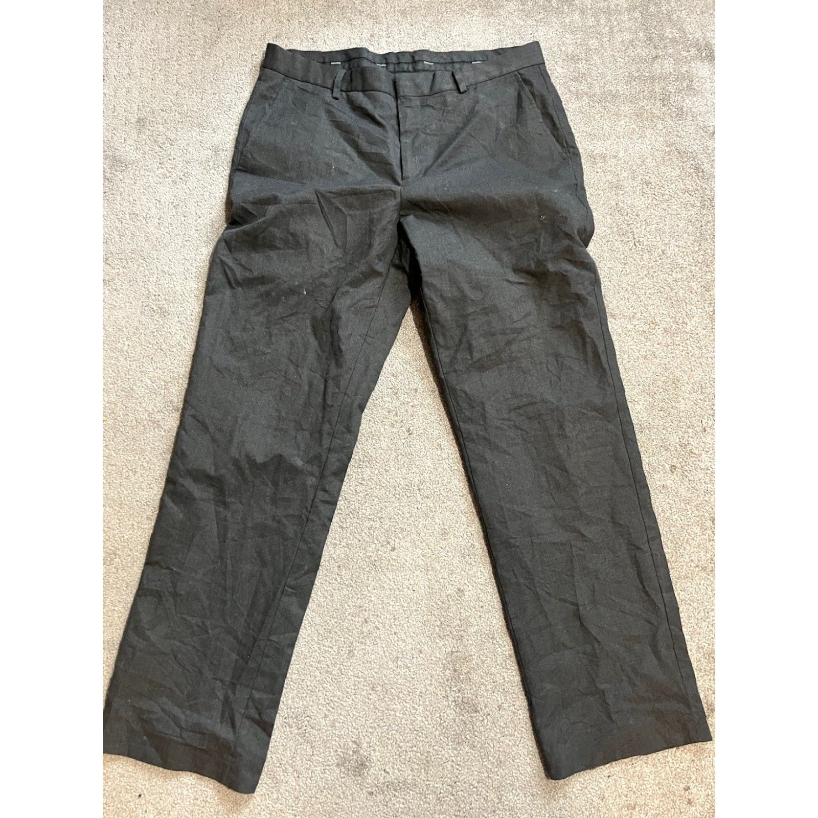 Calvin Klein Calvin Klein Pants Dress Flat Front Mens 34x32 Gray Polyester Blend Modern Size US 34 / EU 50 - 2 Thumbnail