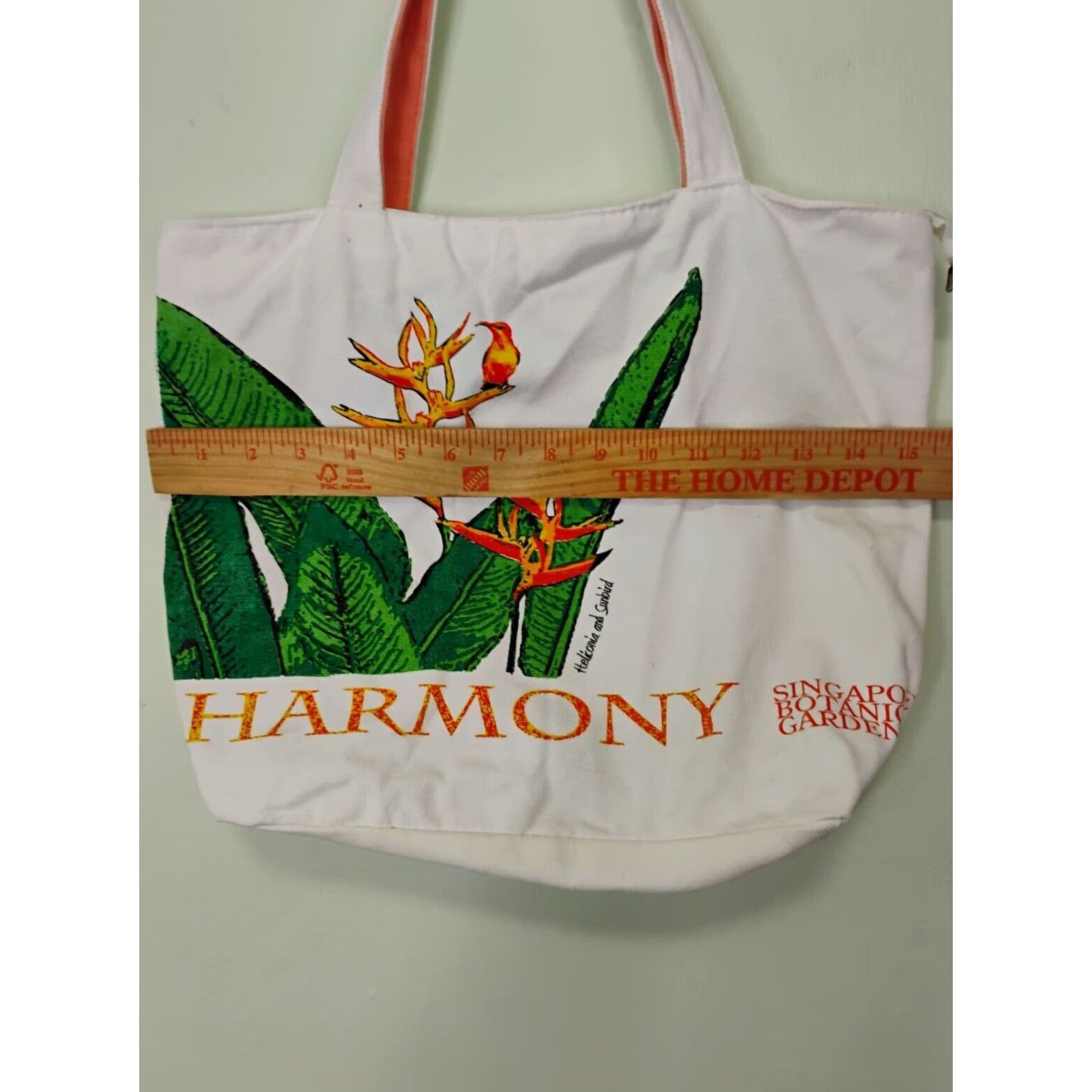 Harmony Harmony Singapore Botanical Garden Tote Bag Medium Canvas Zippered Lined Beige Women Size ONE SIZE - 4 Thumbnail