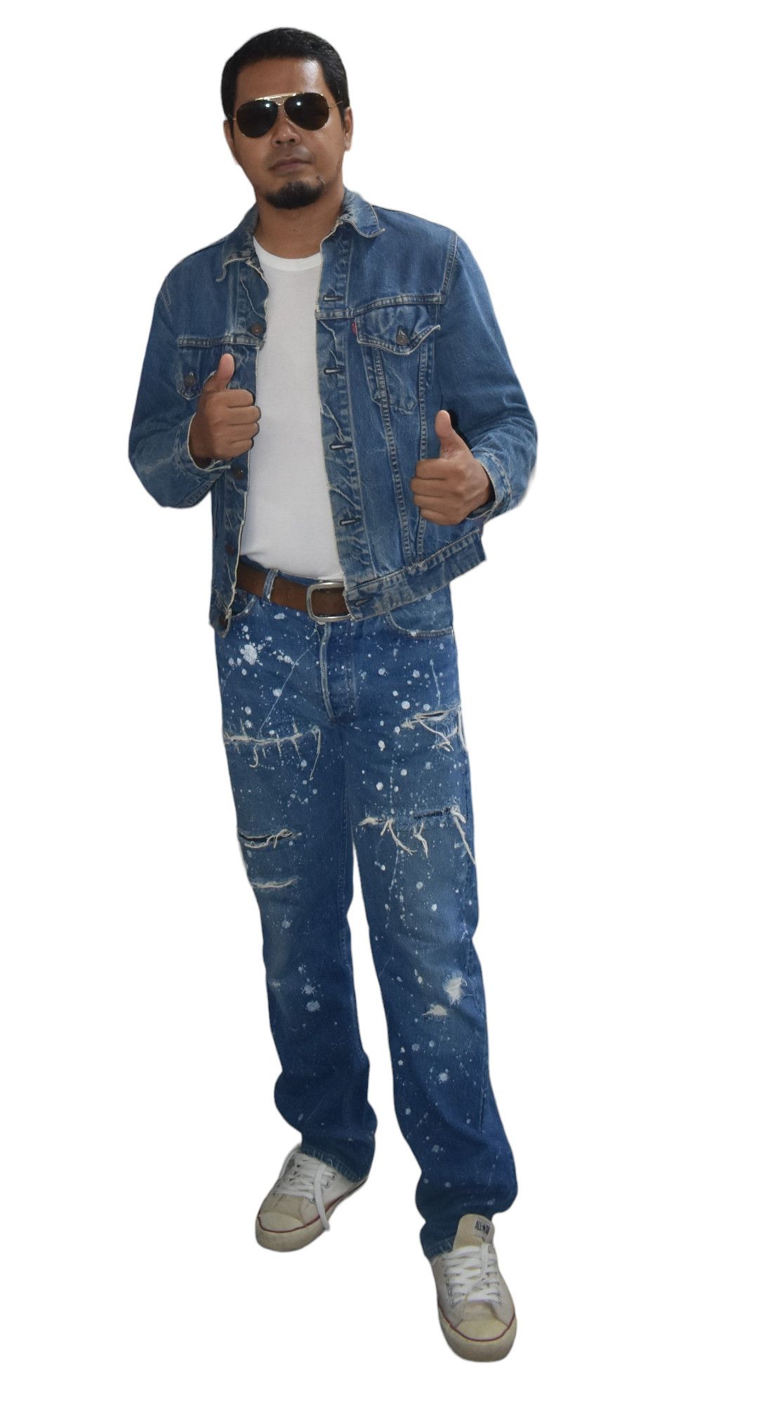 Levi's Very Rare Vintage 80's Levis 501 Distress Patchwork Jeans Size US 32 / EU 48 - 9 Thumbnail