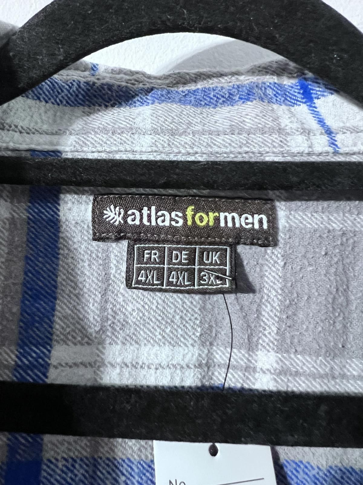 Other Atlas For Men Grey & Blue Check Shirt UK 3XL Size US XXL / EU 58 / 5 - 3 Thumbnail