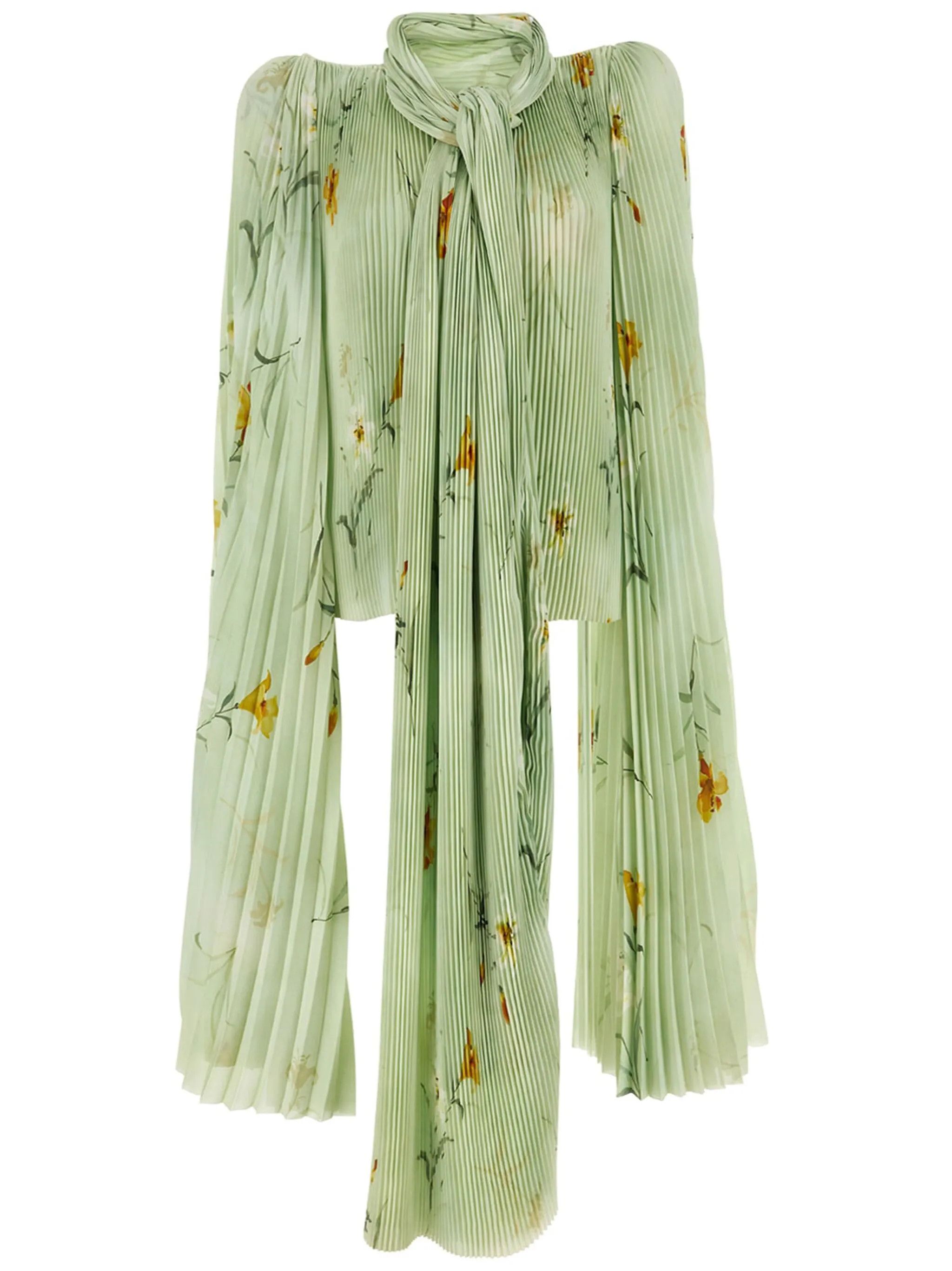 Balenciaga o1y0625 Floral-Print Blouse in Light Green Size S / US 4 / IT 40 - 1 Thumbnail