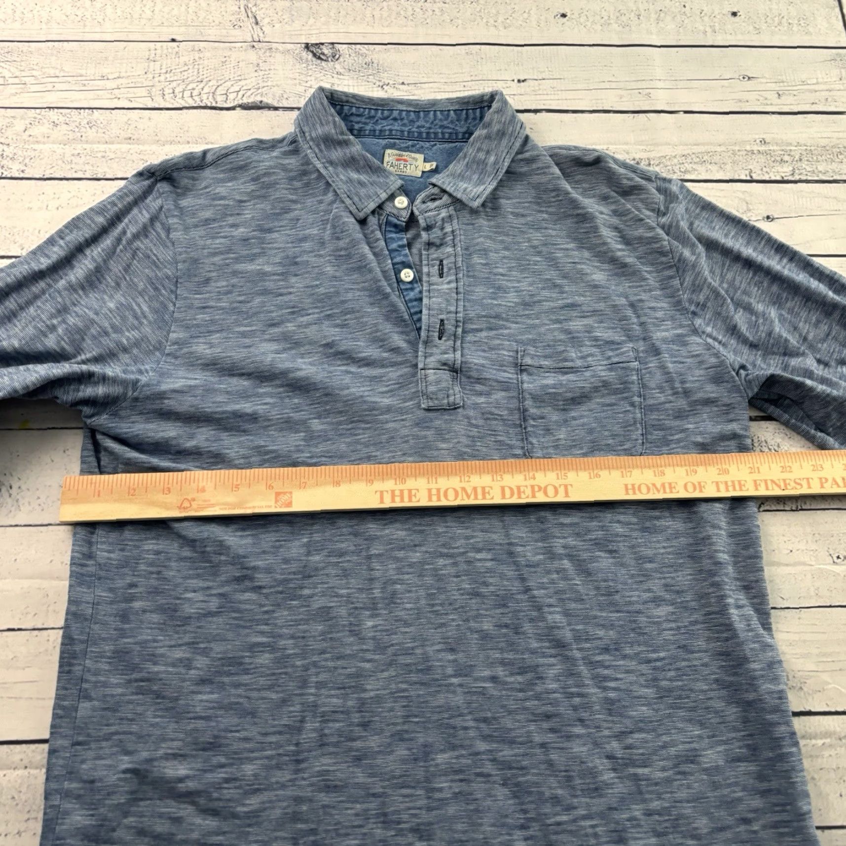 Faherty Faherty Long Sleeve Button Front Rugby Shirt Men's Large Blue Size US L / EU 52-54 / 3 - 4 Thumbnail