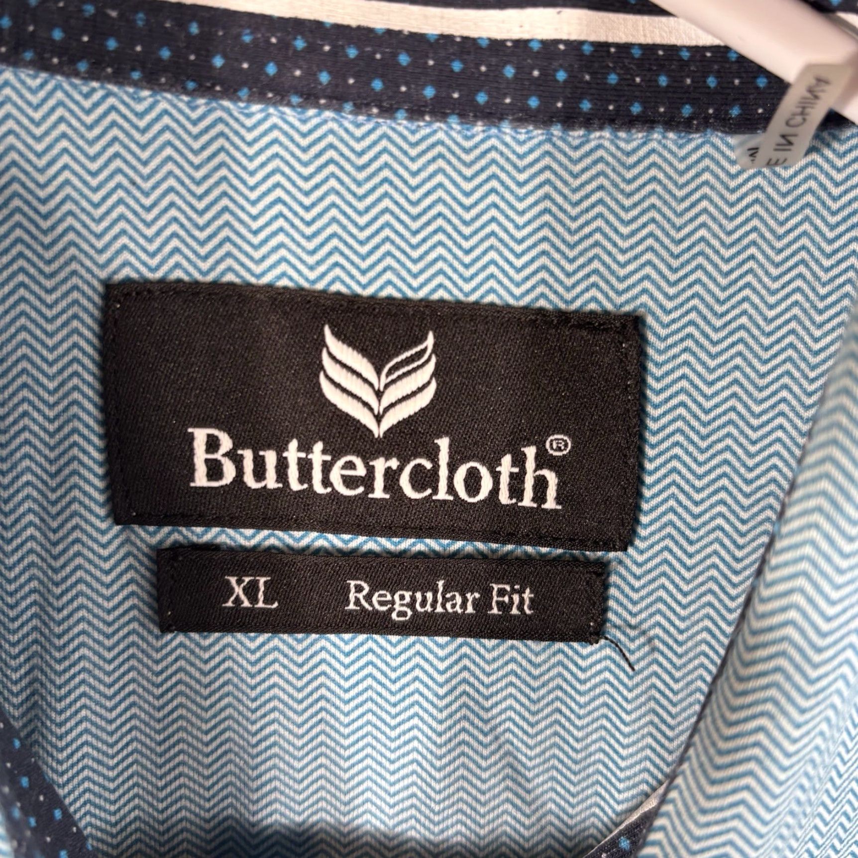 Buttero Buttercloth Shirt Mens XL Geometric Wave Performance Stretch Long Sleeve Button-Up Collared 2 Pocket Regular Fit Blue Cotton Size US XL / EU 56 / 4 - 3 Thumbnail