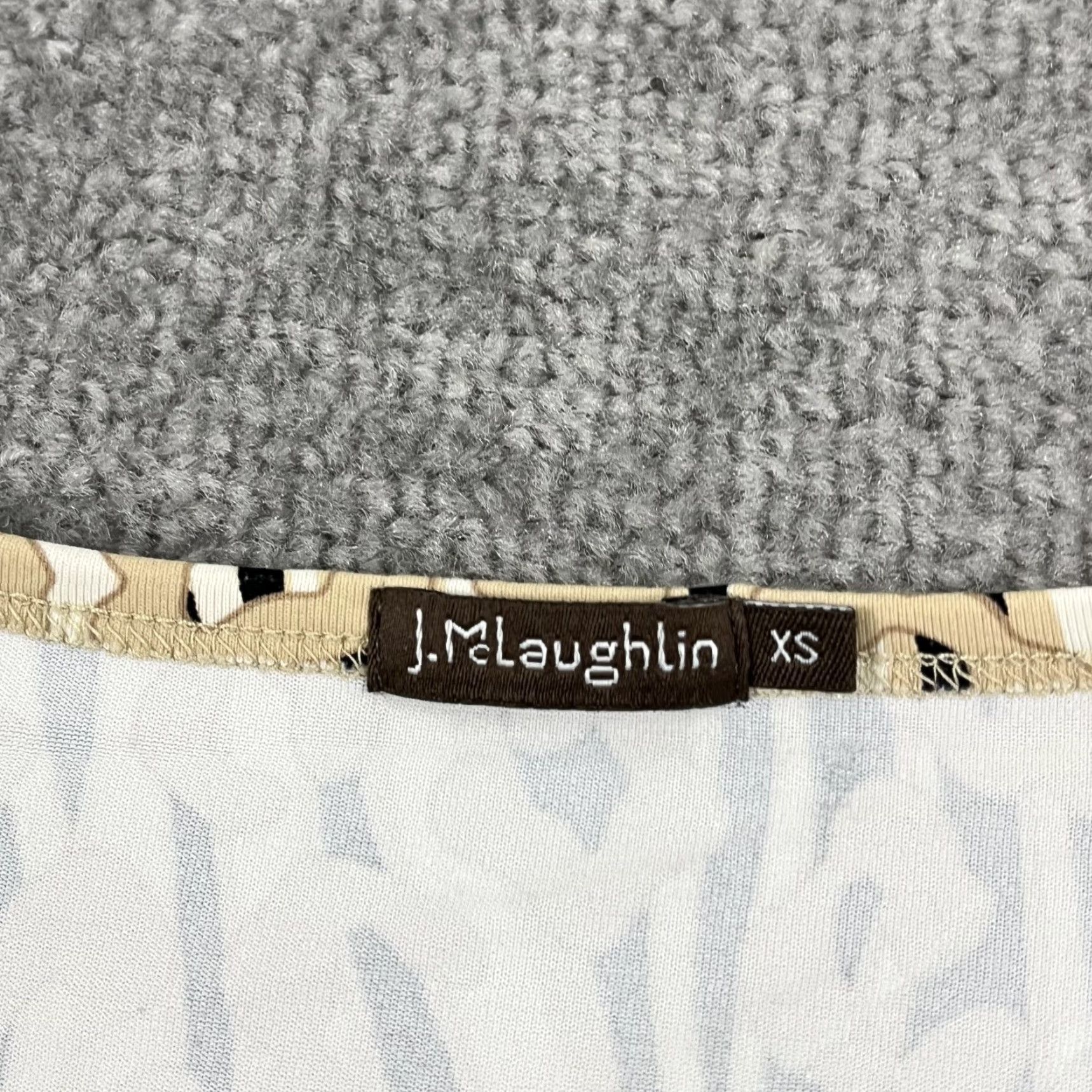 J.McLaughlin VINTAGE J. McLaughlin Blouse Top Women XS Brown Animal Print Catalina 3/4 Sleeve Size XS / US 0-2 / IT 36-38 - 2 Thumbnail