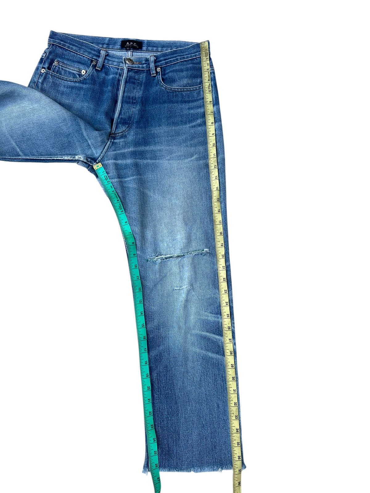 A.P.C. Vintage A.P.C. Distressed Rip Off Leg Denim Selvedge Jeans Size US 30 / EU 46 - 6 Thumbnail