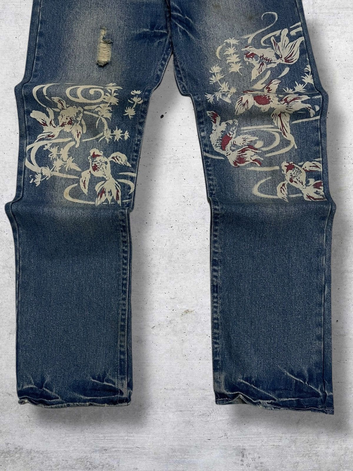 Vintage VINTAGE ICONIC JAPAN DESIGNER KARAKURI TAMASHI KOI 90S DENIM Size US 33 - 3 Thumbnail