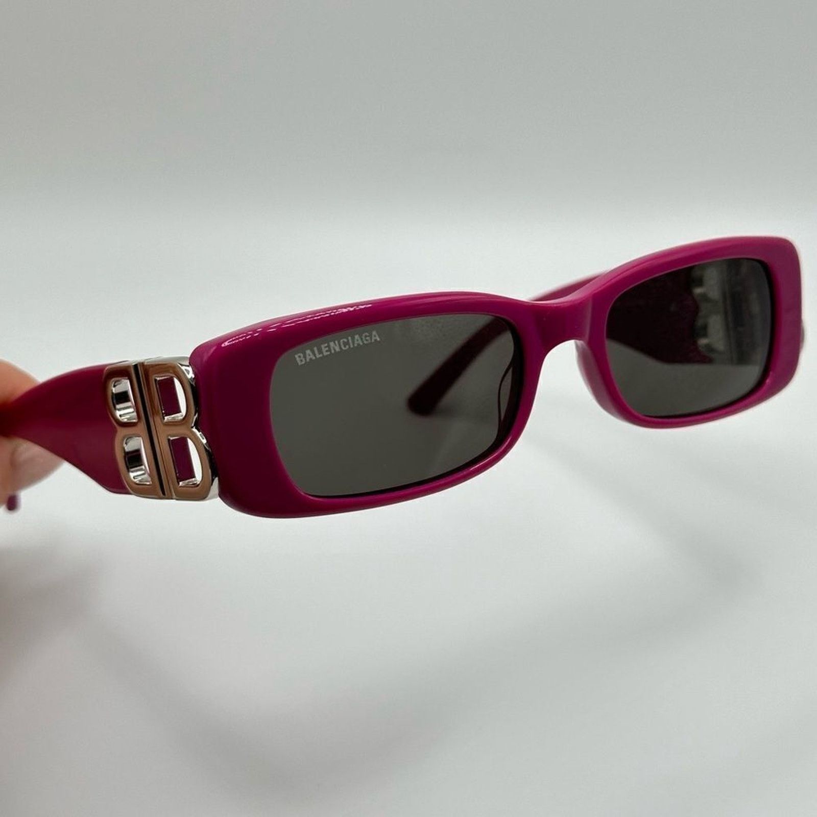 Balenciaga NEW BALENCIAGA BB0096 016 Fuchsia/Silver/Grey Sunglasses Size ONE SIZE - 6 Thumbnail