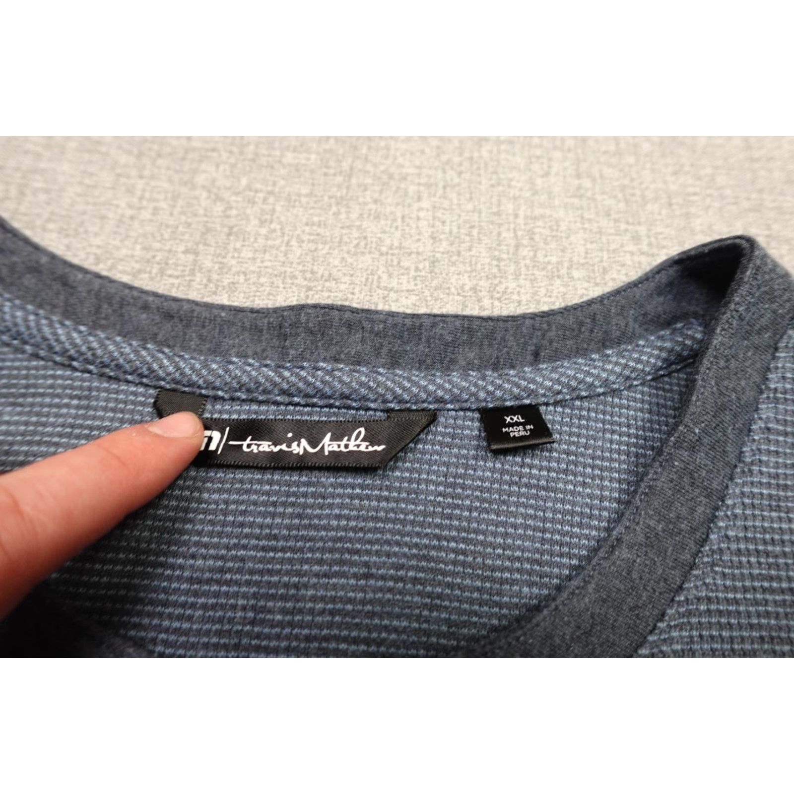TravisMathew Travis Mathew Henly Shirt Mens 2XL Blue Performance Stretch Golf Breathable Long Sleeve Henley Logo - Size US XXL / EU 58 / 5 - 2 Thumbnail
