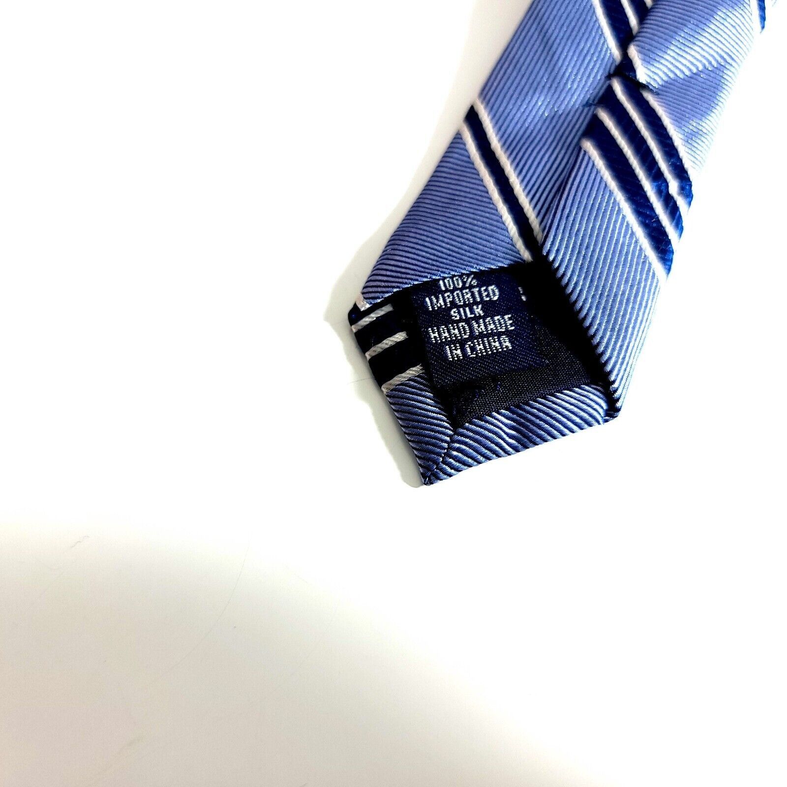 Paul Fredrick Paul Fredrick Blue Striped Woven Silk Tie Size ONE SIZE - 4 Thumbnail