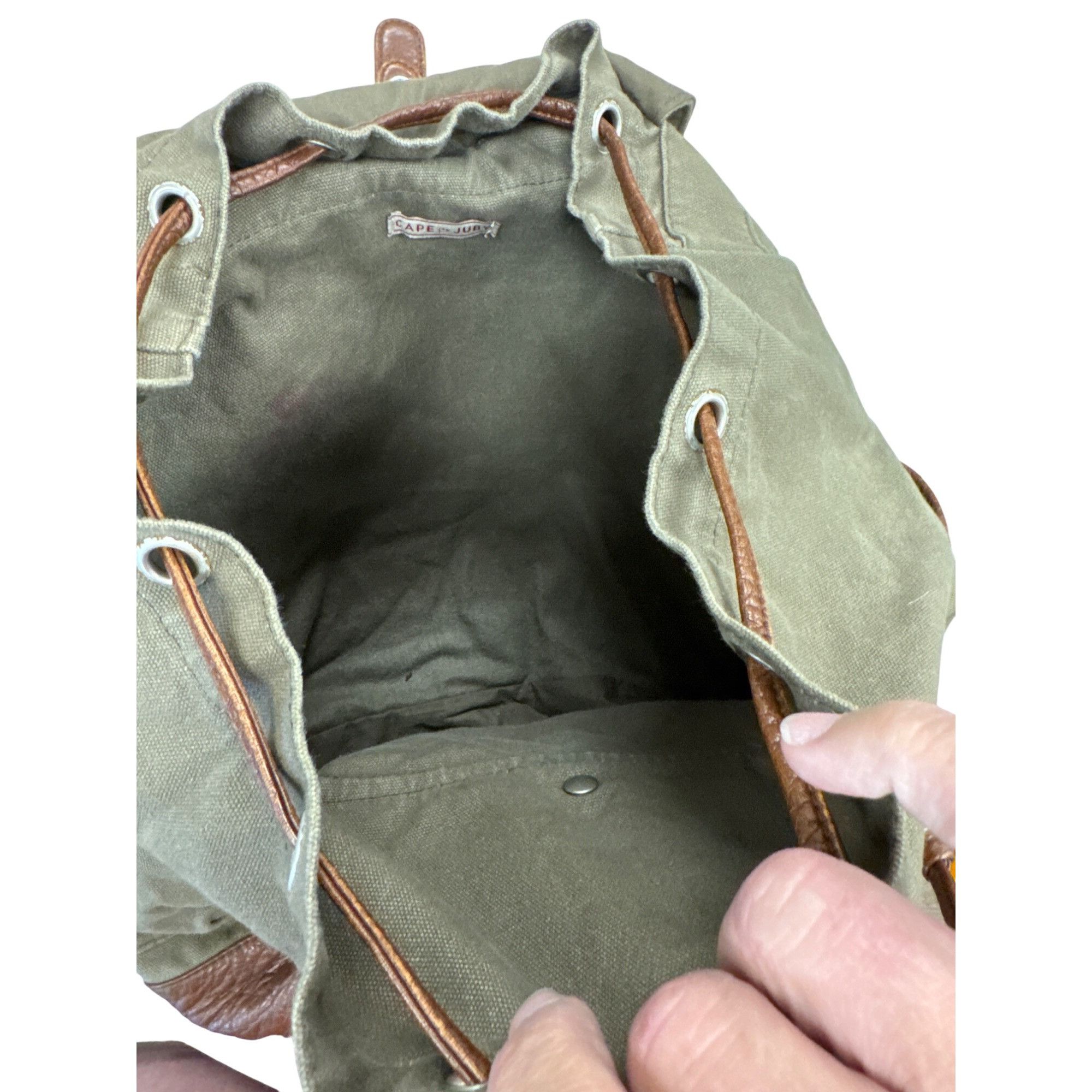 Vintage Cape Juby Womens Green Denim & Faux Leather Backpack 14x16 S Size ONE SIZE - 11 Thumbnail