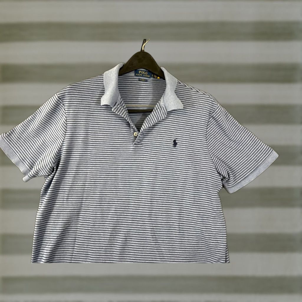 Polo Ralph Lauren VINTAGE Polo Ralph Lauren Polo Shirt Mens XL Blue Striped Classic Fit Sports Performance Short Sleeve Logo Size US XL / EU 56 / 4 - 1 Thumbnail