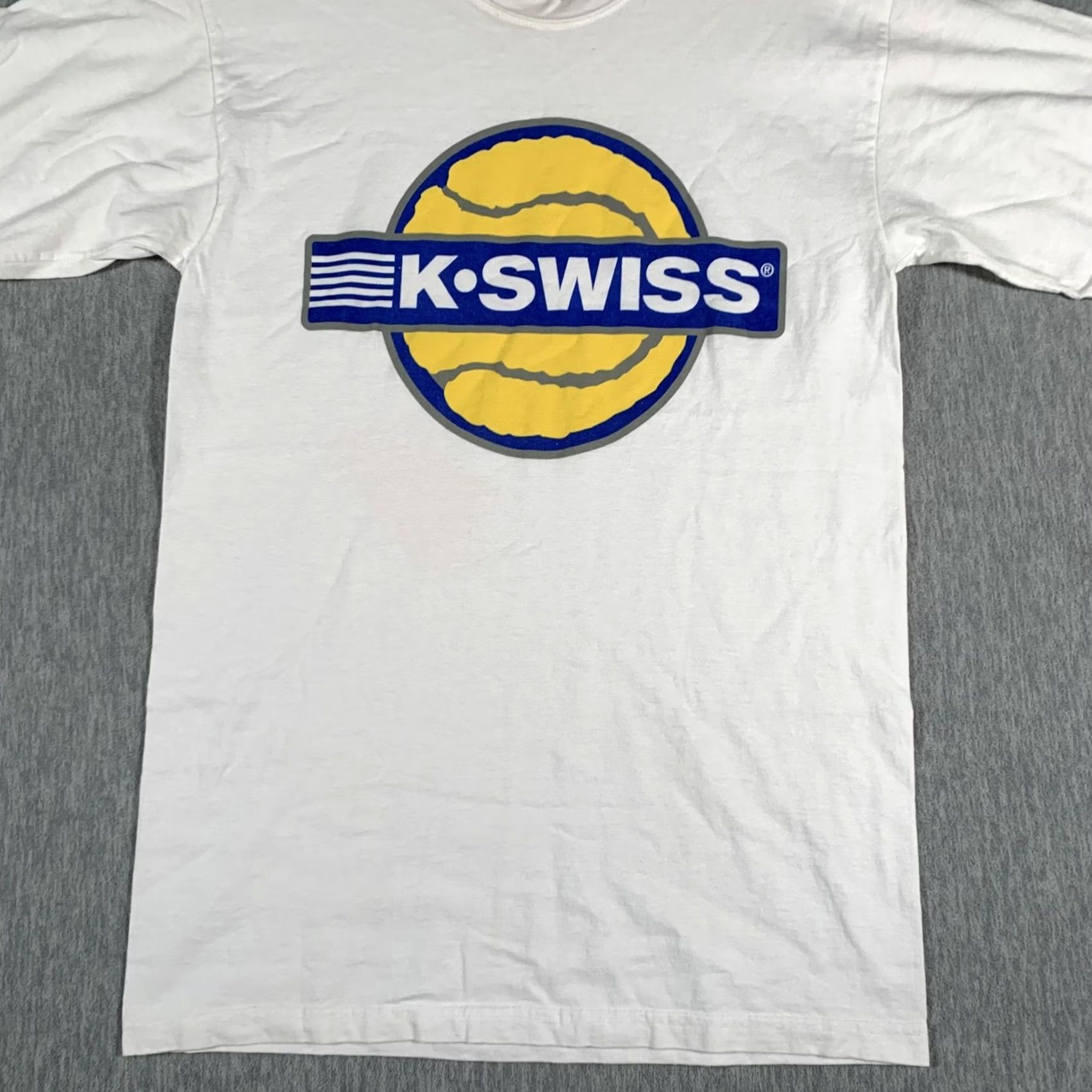 Bally VINTAGE AllSport T-Shirt Mens Medium White Tennis Ball Graphic 90s K-Swiss Shirt Crew Neck Short Sleeve Heavyweight Cotton Mens Size US M / EU 48-50 / 2 - 3 Thumbnail