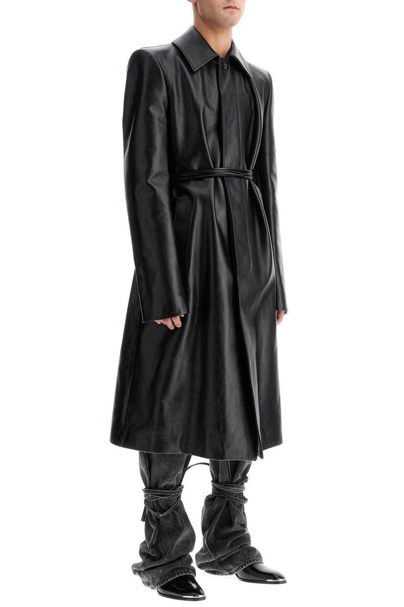 Alexander McQueen o1w1db11025 Stacked Shoulder Leather Raincoat in Black Size US L / EU 52-54 / 3 - 2 Thumbnail