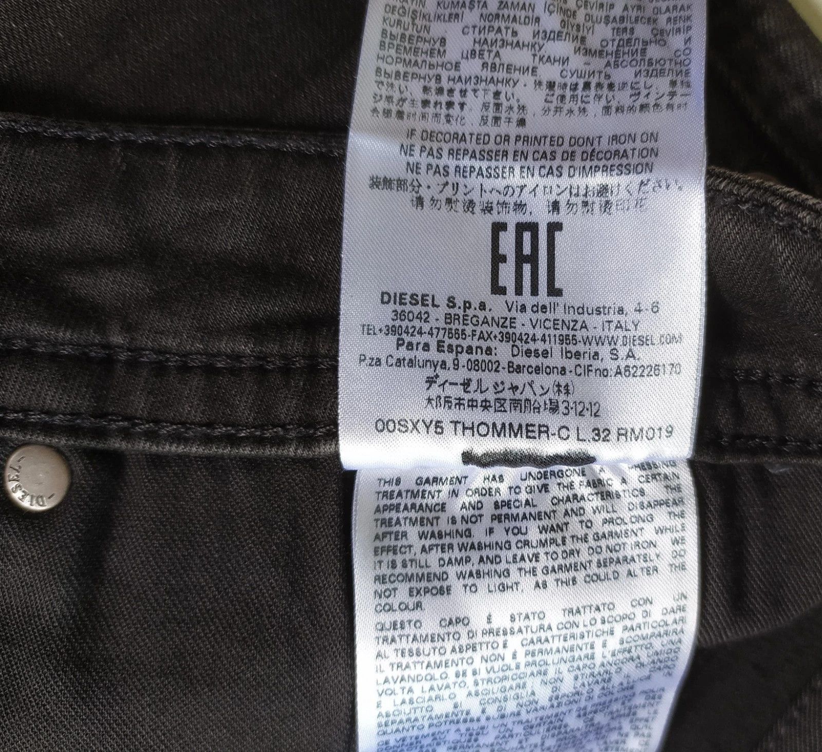 Diesel Diesel THOMMER-C L.32 MENS JEANS T/9604 Size US 34 / EU 50 - 10 Thumbnail