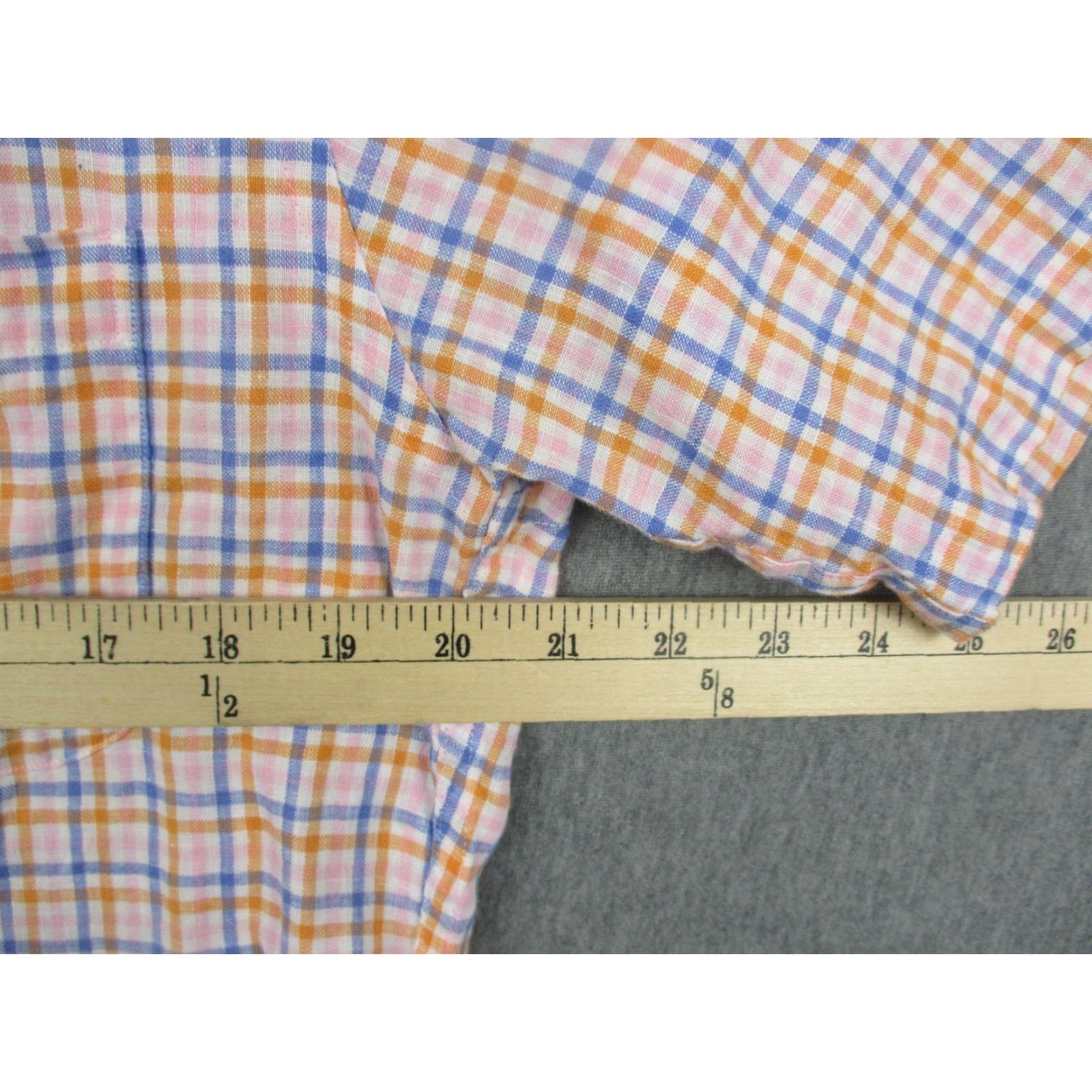 Brooks Brothers Brooks Brothers Shirt Mens Medium Pink Orange Blue Plaid Linen Button Down Size US M / EU 48-50 / 2 - 6 Thumbnail