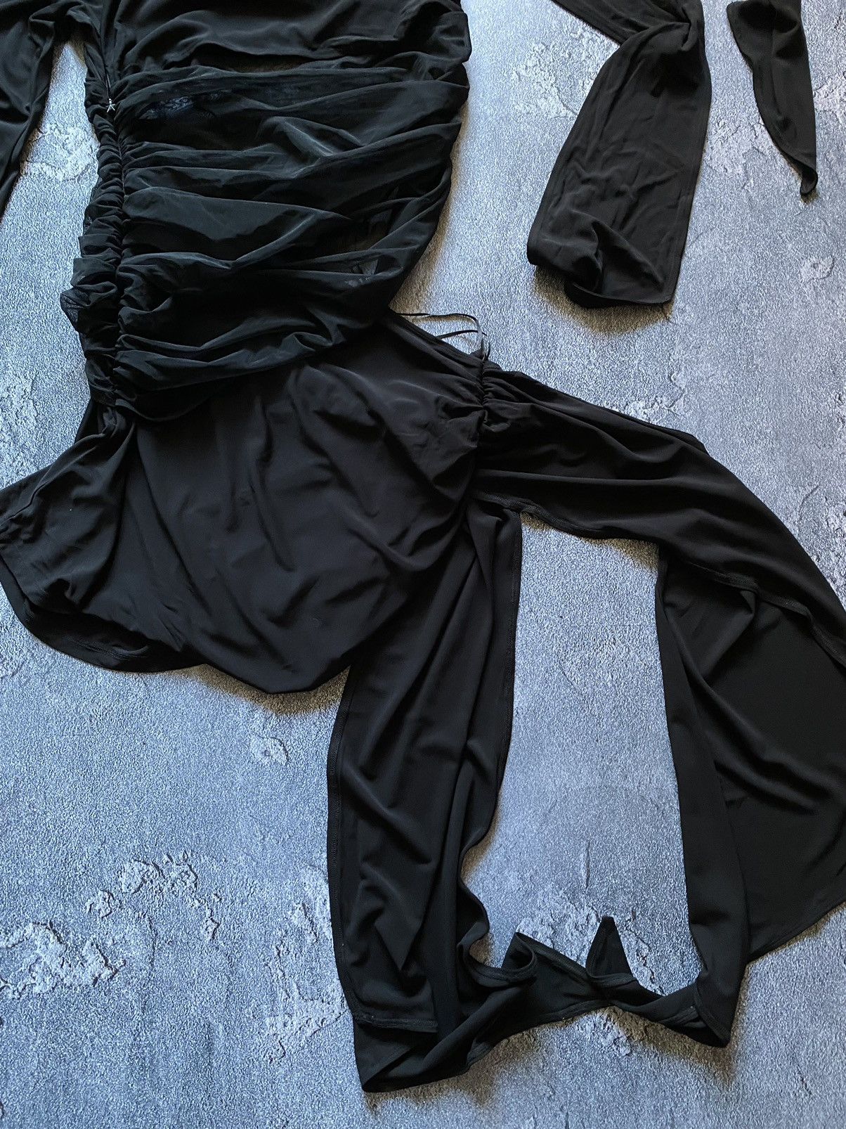 H&M × Mugler Mugler Hm Knot Detail Black One Shoulder Glove Mesh Dress Size M / US 6-8 / IT 42-44 - 7 Thumbnail