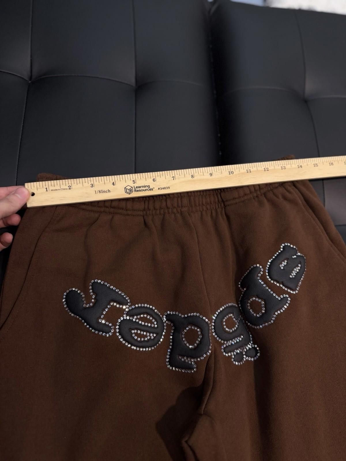 Sp5der Size S - Sp5der Worldwide Brown Crystal Sweatpants Spider Size US 30 / EU 46 - 12 Thumbnail