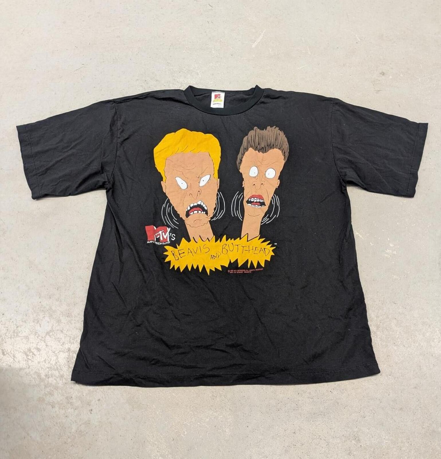 Mtv Vintage 90s Beavis and Butt-Head MTV Cartoon Promo T-shirt Size US XL / EU 56 / 4 - 1 Thumbnail