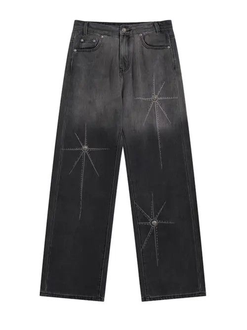 VIBE Extra heavy industrial laser print punk wash jeans Size US 32 / EU 48 - 8 Thumbnail