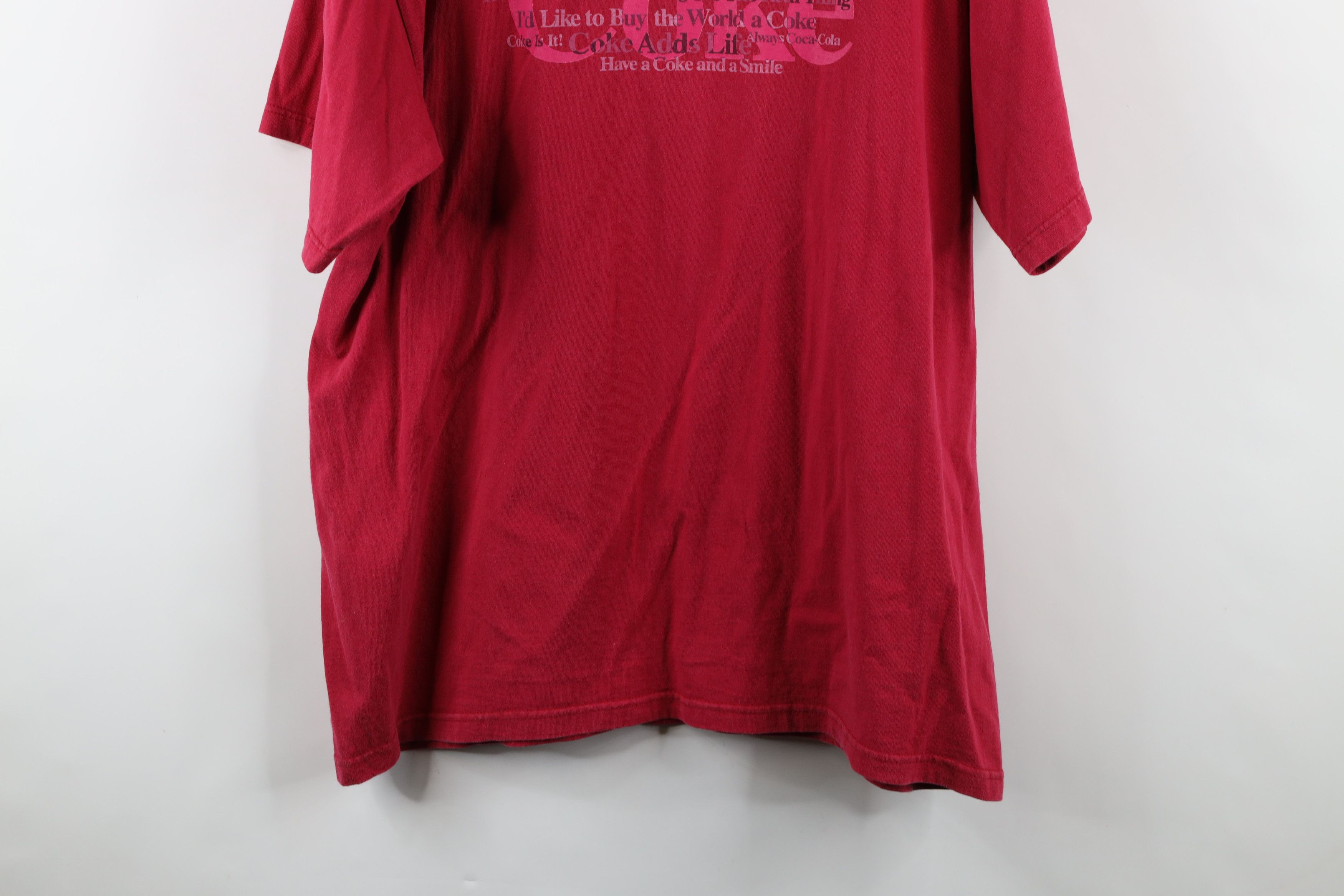 Coca Cola × Vintage Vintage 90s Coca Cola Spell Out Heavyweight T-Shirt Red USA Size US XL / EU 56 / 4 - 13 Thumbnail
