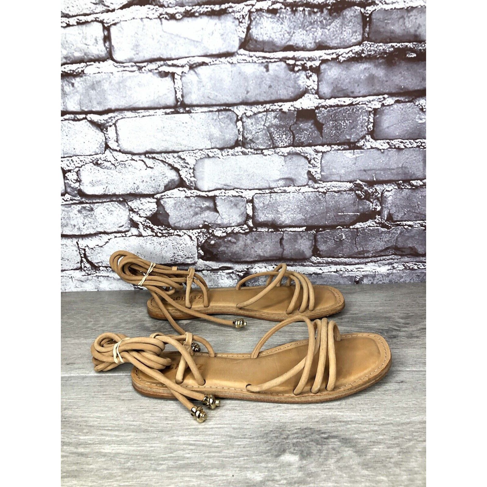 Other SCHUTZ Magdalena Nude Caramel Nubuck Boho Ankle Lace Sandals Size US 7 / IT 37 - 1 Thumbnail