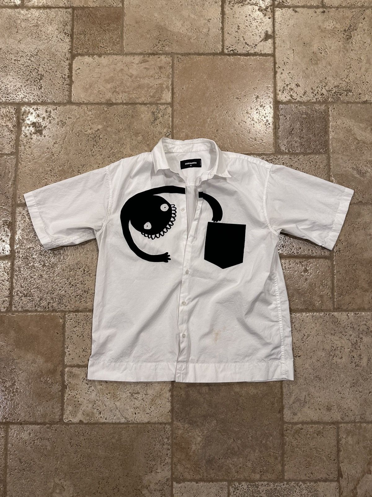Dsquared2 Dsquared2 Monster Graphic Logo White / Black Button Up Shirt Size US L / EU 52-54 / 3 - 3 Thumbnail