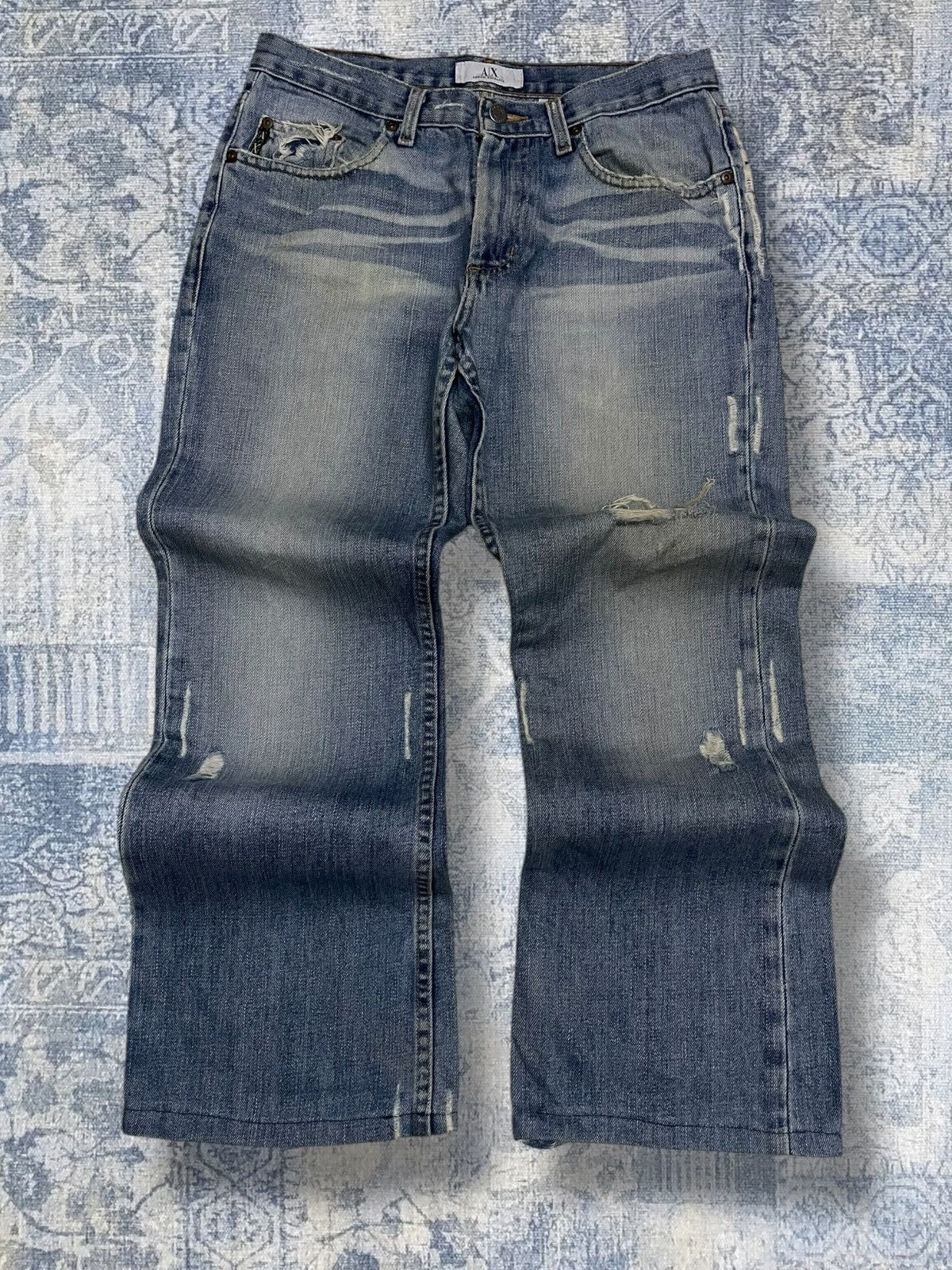 Armani Exchange Vintage Designer Armani Exchange Distressed Blue Denim Size US 30 / EU 46 - 1 Thumbnail