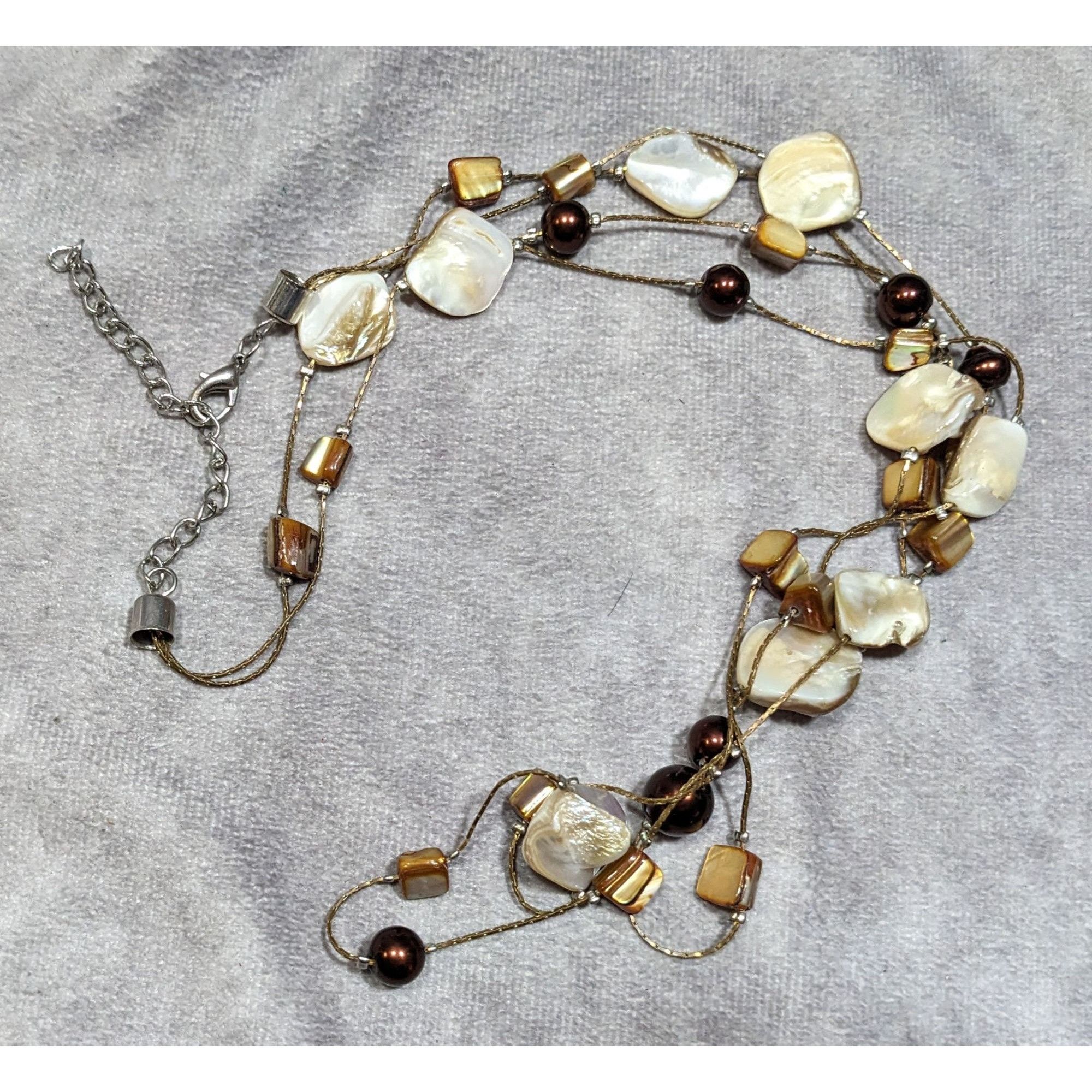 Other Bohemian Layered Shell And Brown Faux Pearl Station Necklace Size ONE SIZE - 5 Thumbnail