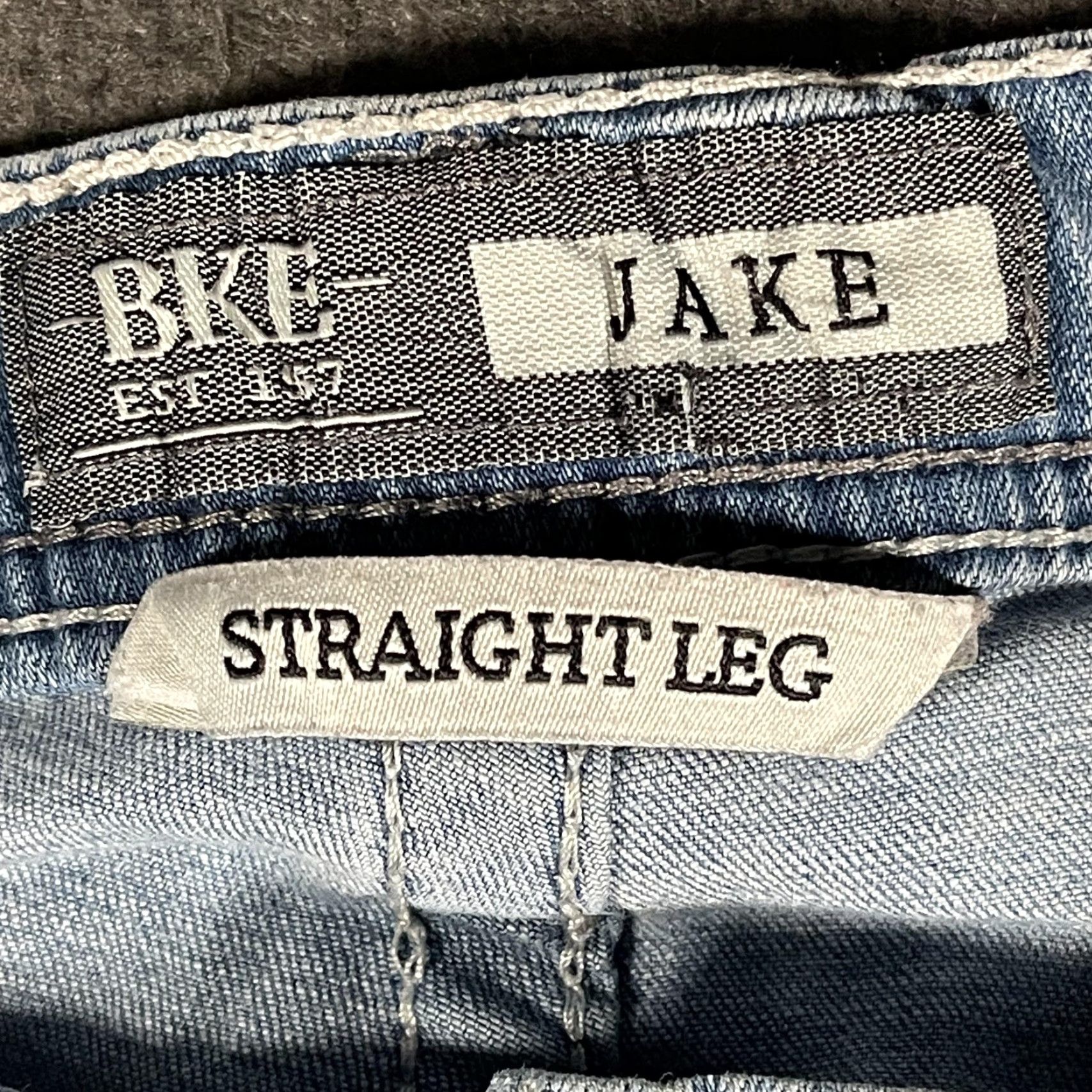 BKE BKE Jake Straight Jeans Mens 40x30 Light Wash Blue Denim Distressed Stretch Size US 40 / EU 56 - 7 Thumbnail