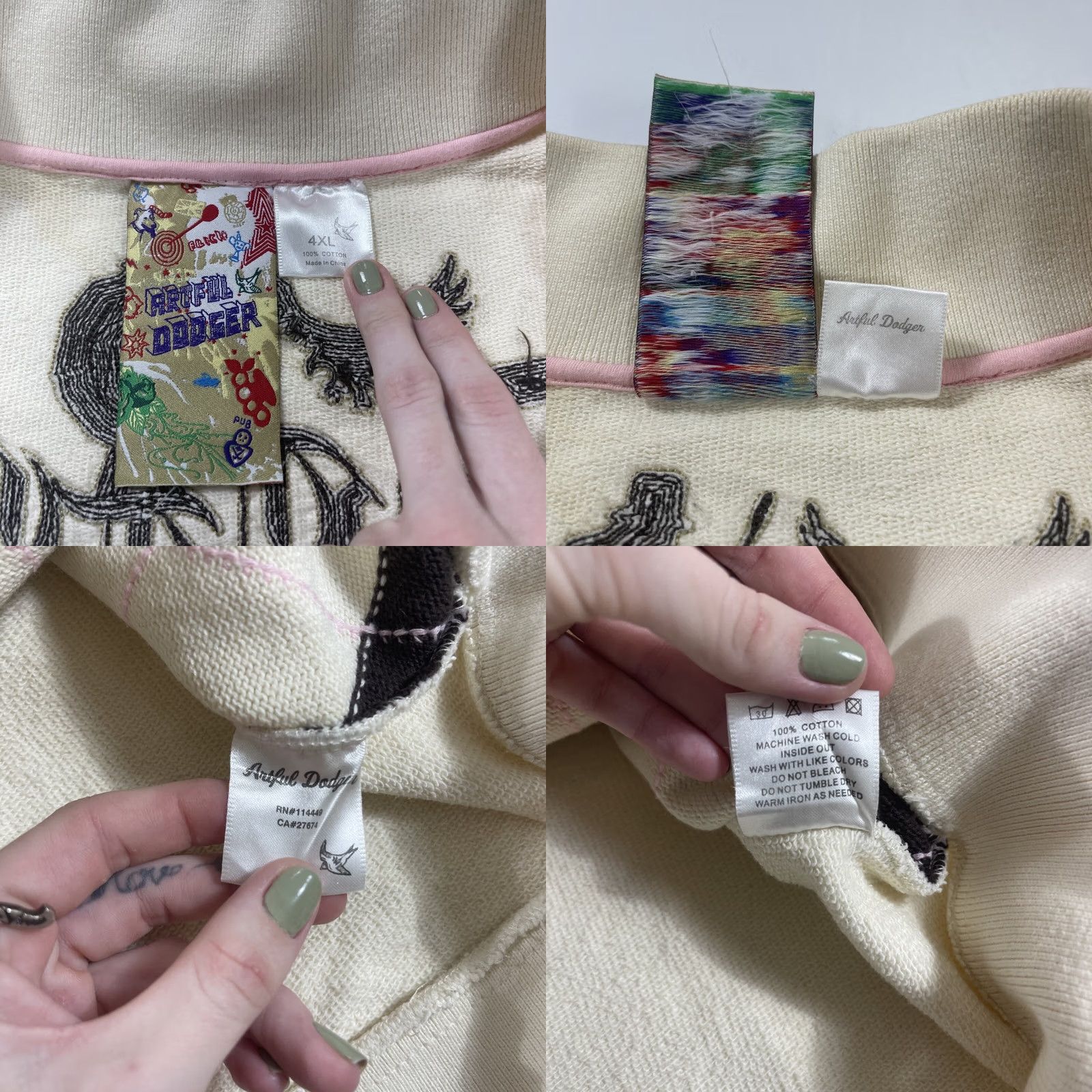 Vintage Artful Dodger Sweatshirt 4XL Full Zip Diamond Argyle Big & Tall Lads Unisex Adults Size US XXL / EU 58 / 5 - 9 Thumbnail