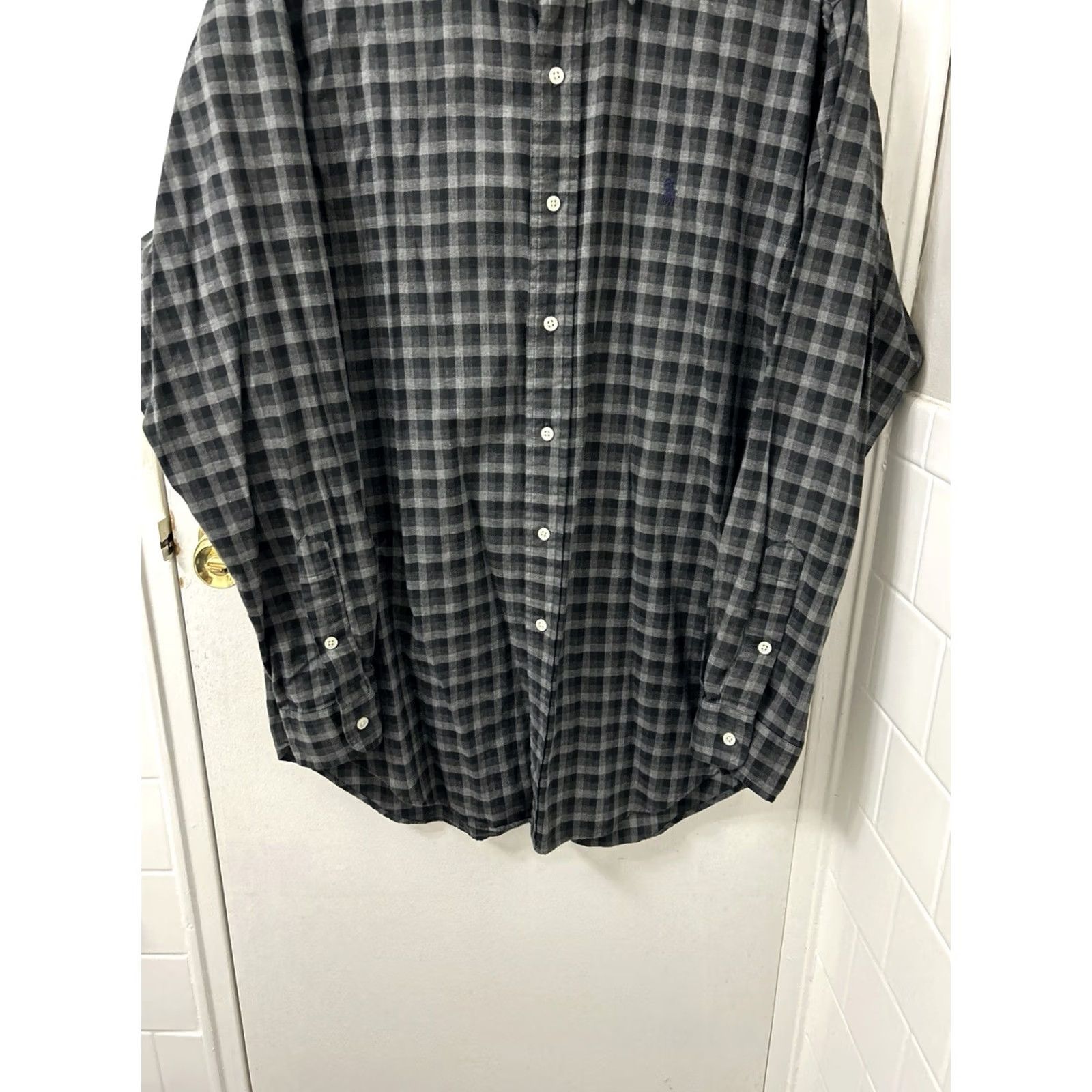 Ralph Lauren VTG Ralph Lauren Blake Shirt Mens Medium Gray Black Plaid Cotton Button Down L/S Size US M / EU 48-50 / 2 - 3 Thumbnail