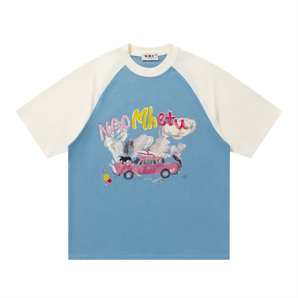 Japanese Brand Men's Hip-Hop Style Raglan T-Shirt with Cartoon Print Size US M / EU 48-50 / 2 - 1 Thumbnail