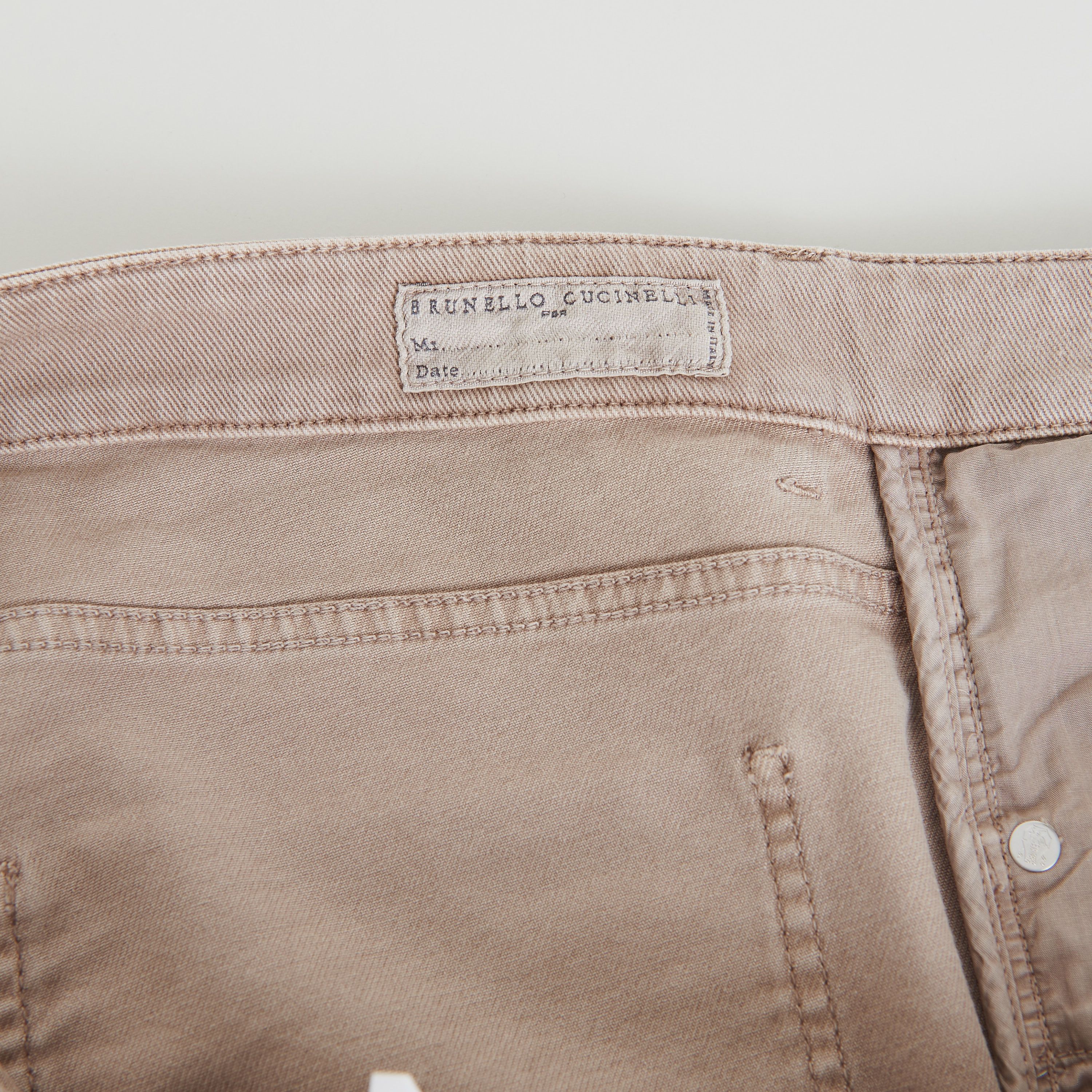 Brunello Cucinelli Light Brown Stretch Denim Trousers - Slim Fit, Five-Pocket Size US 40 / EU 56 - 13 Thumbnail