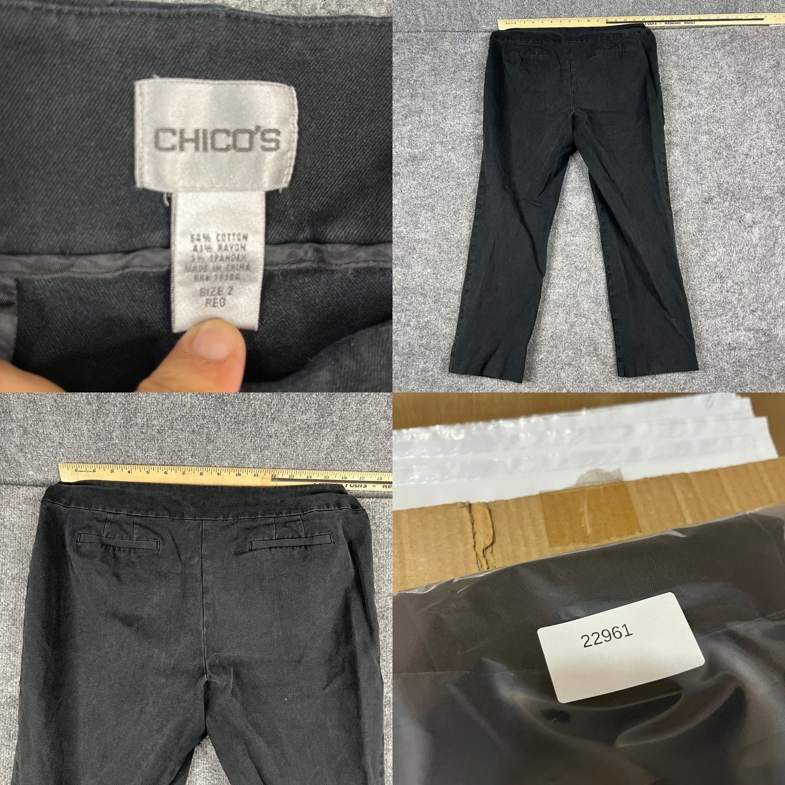 Vintage Chico's Pants Womens Black Straight Leg Stretch Cotton Blend Casual Fair 34 Size 24" / US 00 / IT 34 - 8 Thumbnail