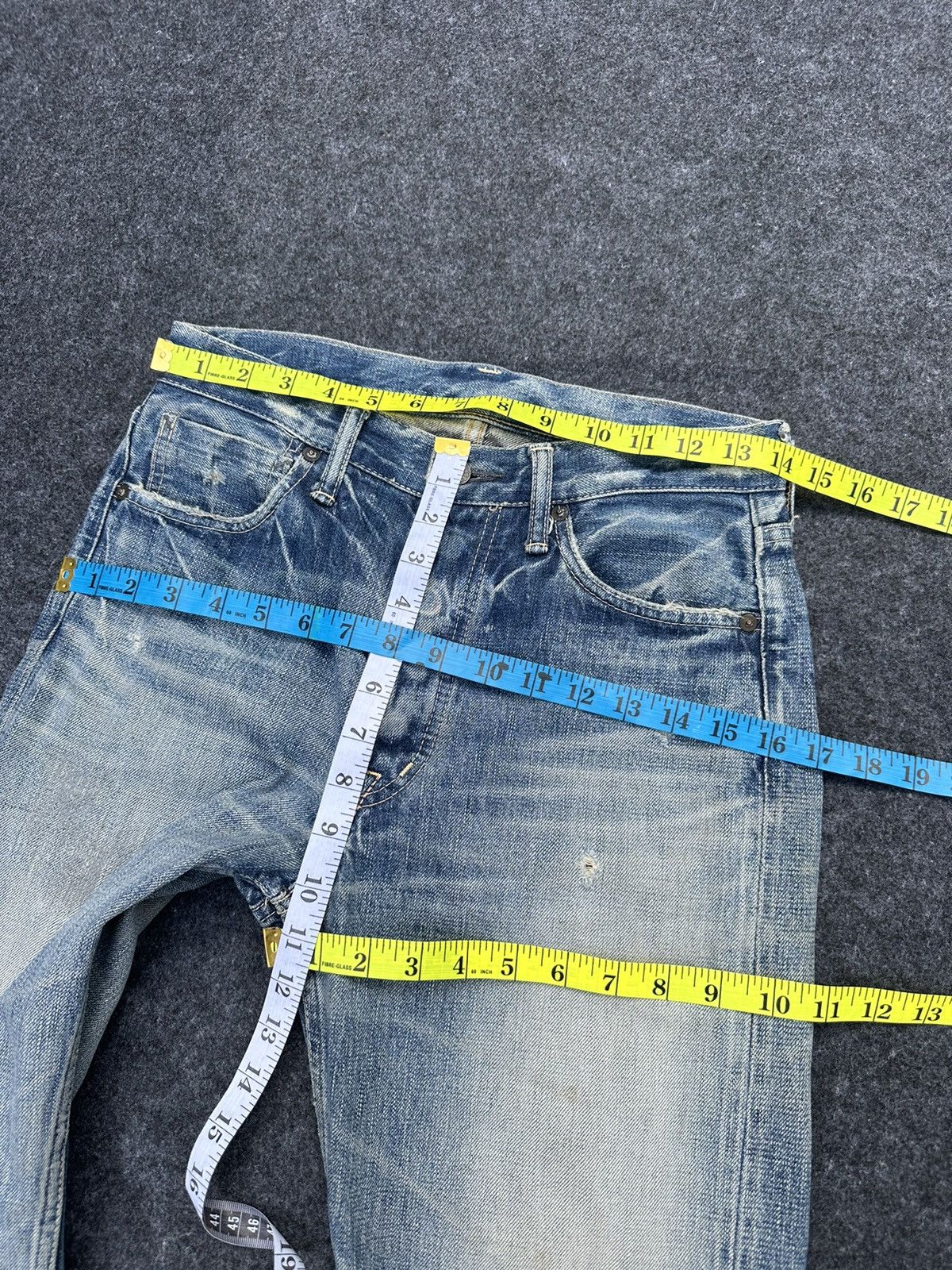 KOJIMA GENES × OMNIGOD × Vintage Omnigod Vintage Fly Button Selvedge Distressed Denim D7 Size US 28 / EU 44 - 5 Thumbnail