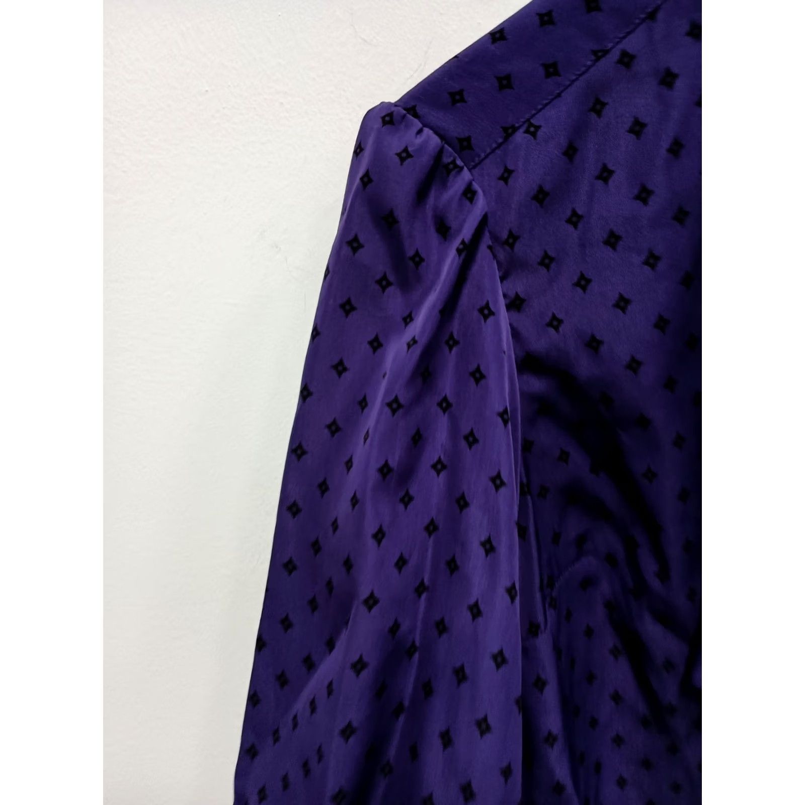 George VINTAGE George Blouse Womens Large Purple Printed Ruffle 90s Preppy Office Gothic Purple Blouse Womens L 90s City Romantic Whimsygoth Size L / US 10 / IT 46 - 6 Thumbnail