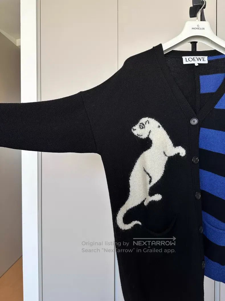 Loewe Loewe Color Blocked Knit Cardigan, Black and Blue Stripes Size S / US 4 / IT 40 - 4 Thumbnail