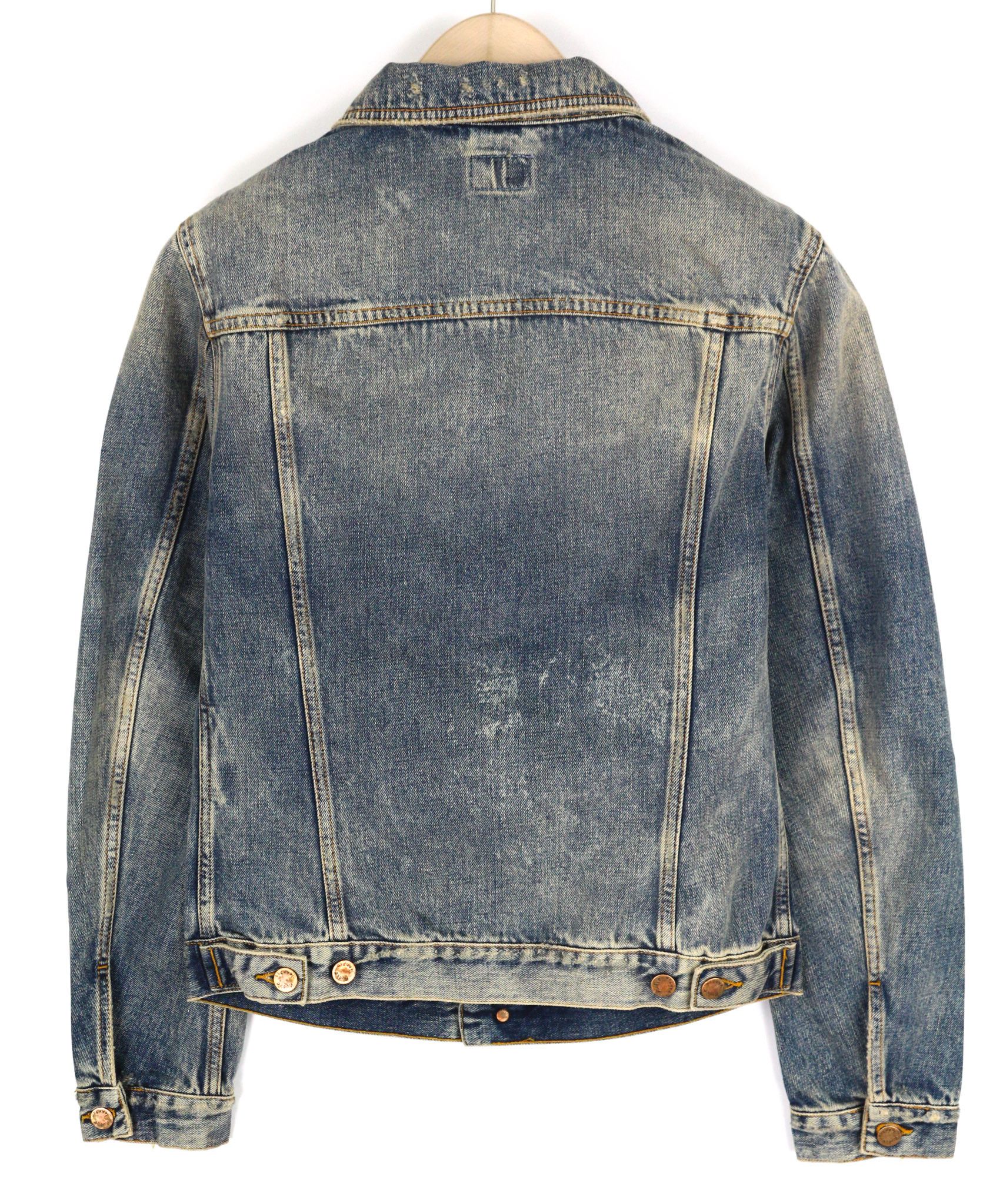 Nudie Jeans BILLY S Shimmering Indigo Washed Ripped Polo Jacket 82486 Size US S / EU 44-46 / 1 - 2 Thumbnail