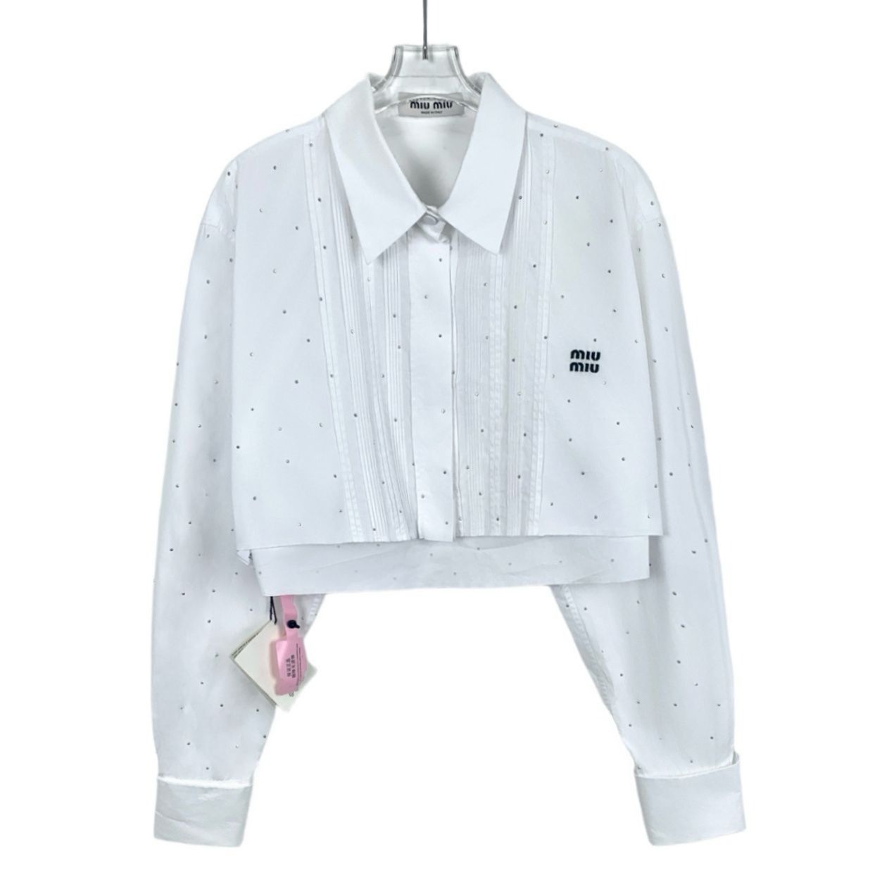 Miu Miu Miu Miu 2022 White Embellished Letter Embroidery Cotton Polo Size M / US 6-8 / IT 42-44 - 1 Thumbnail