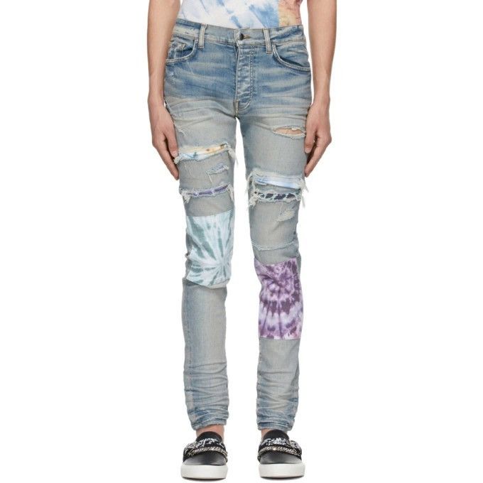 Amiri AMIRI Blue Tie-Dye Art Patch Jeans Size US 34 / EU 50 - 1 Thumbnail