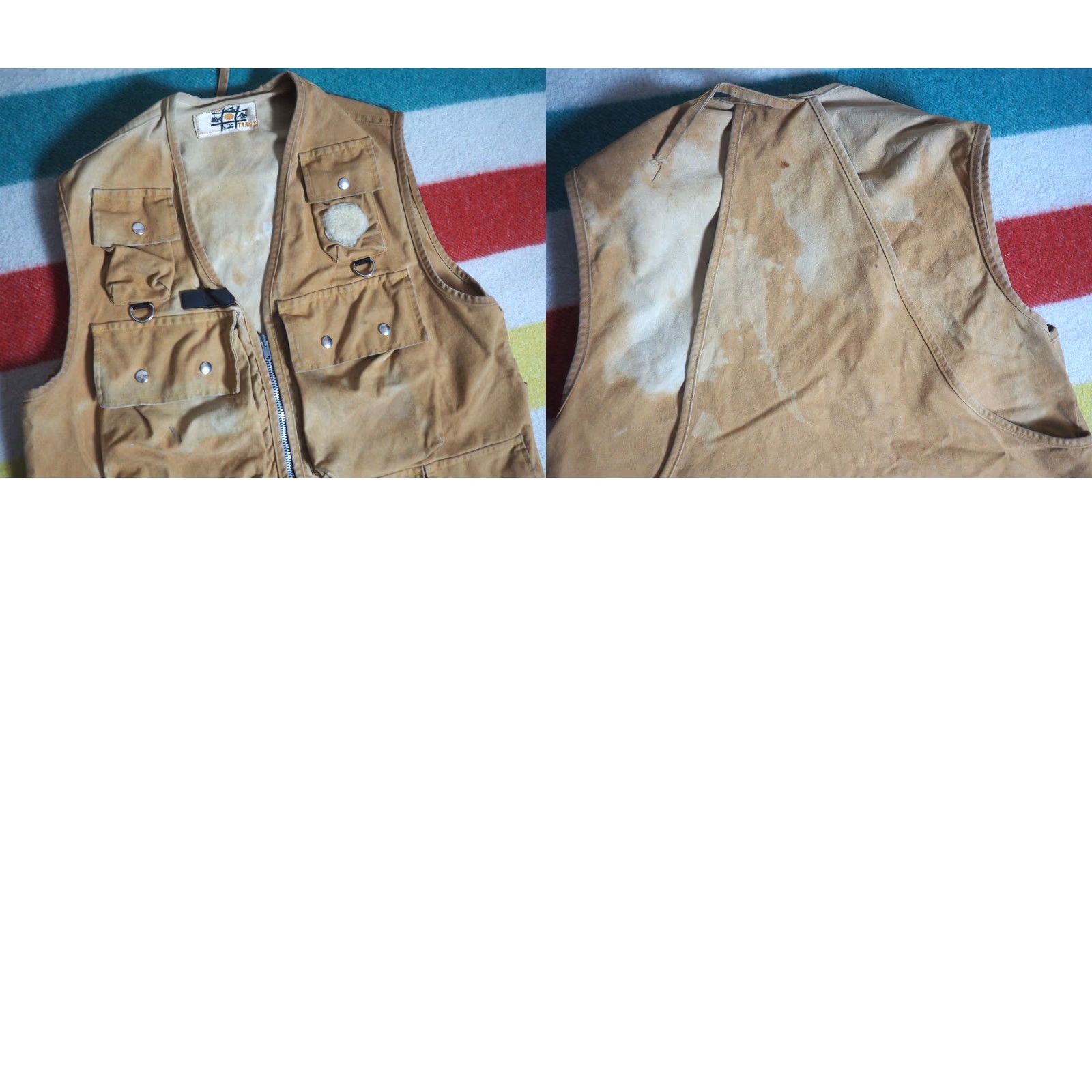 Rails VINTAGE Western Trails Vest Jacket Adult Mens M Brown Canvas Zip Pockets Fish Outdoor 50s 60s Vintage-style Decade Breathing Size US M / EU 48-50 / 2 - 8 Thumbnail
