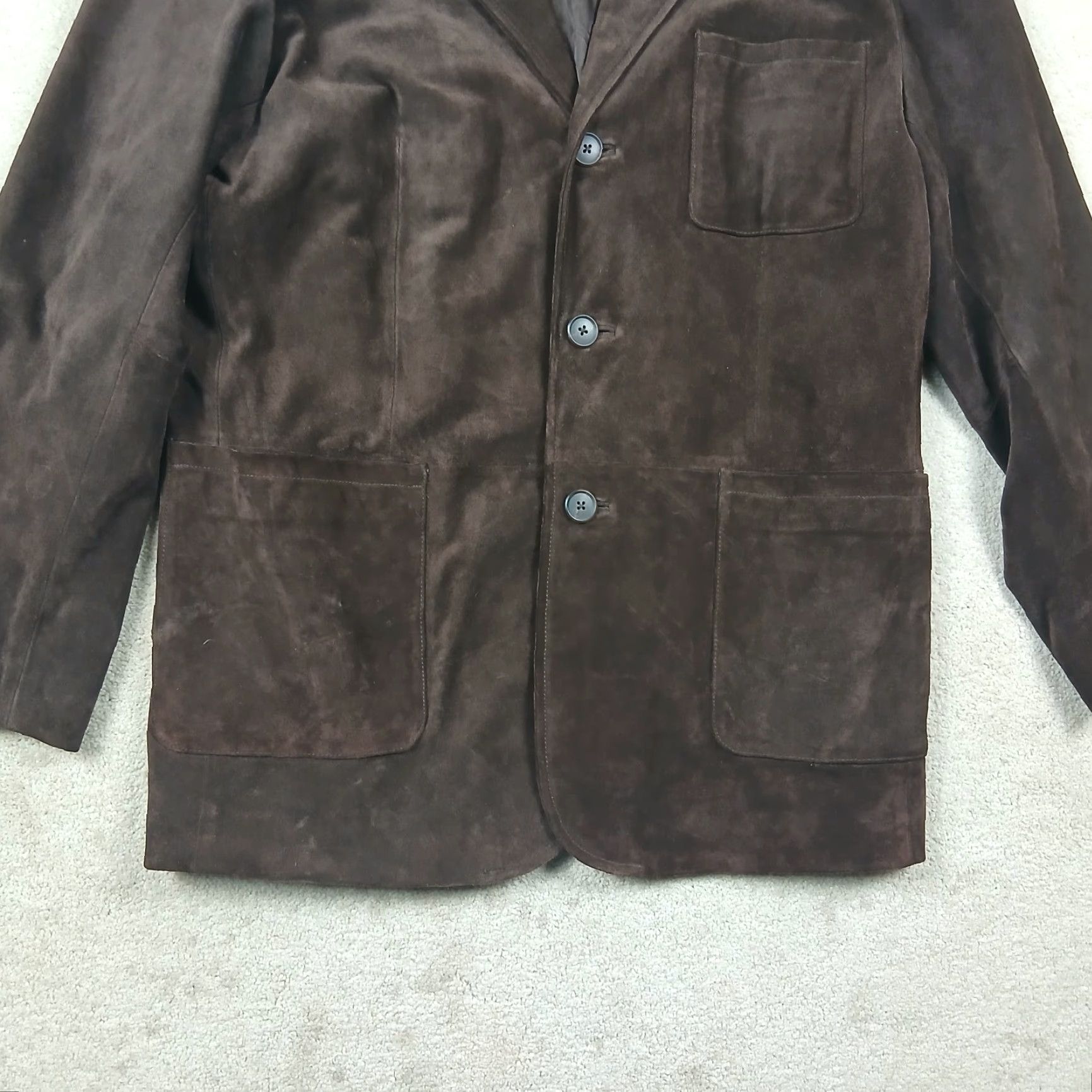 Roundtree & Yorke VINTAGE Roundtree & Yorke Suede Leather Blazer Sport Coat Mens M Brown Size 40R - 4 Thumbnail
