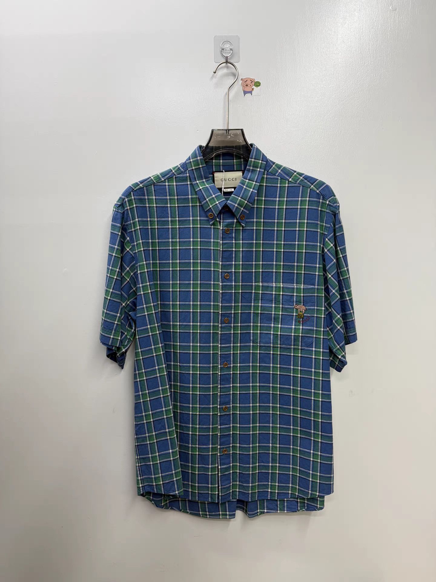Gucci Gucci Cartoon Pig Plaid Short-sleeve Shirt K15 Size US M / EU 48-50 / 2 - 1 Thumbnail