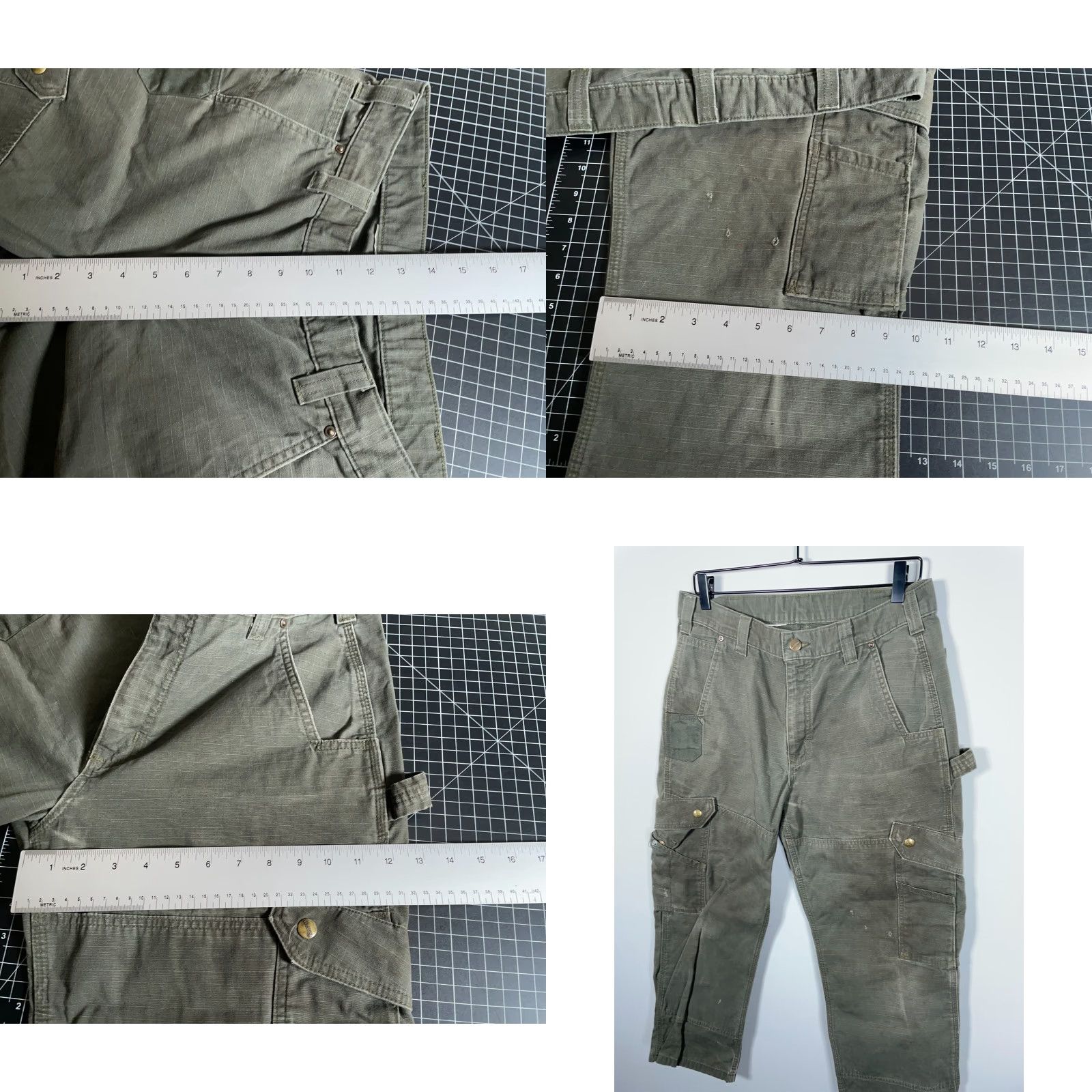 Carhartt Carhartt Pants Mens 32 x 26 Green Ripstop Cargo Distressed Double Front Workwear Casual Size US 32 / EU 48 - 8 Thumbnail
