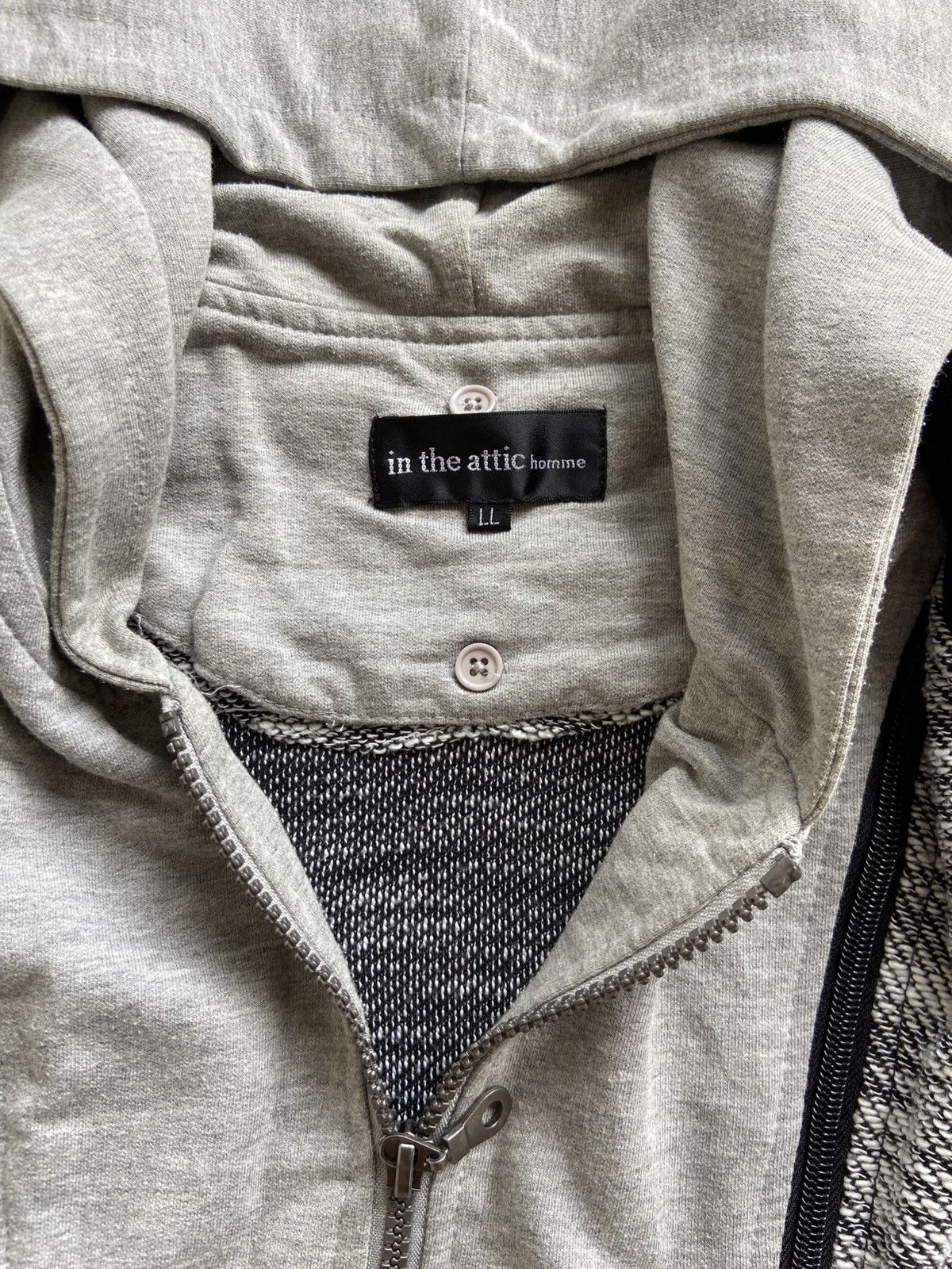 If Six Was Nine × In The Attic × Le Grande Bleu (L.G.B.) In The Attic Homme Grey Black Double Layer Bomber Hoodie Size US L / EU 52-54 / 3 - 4 Thumbnail